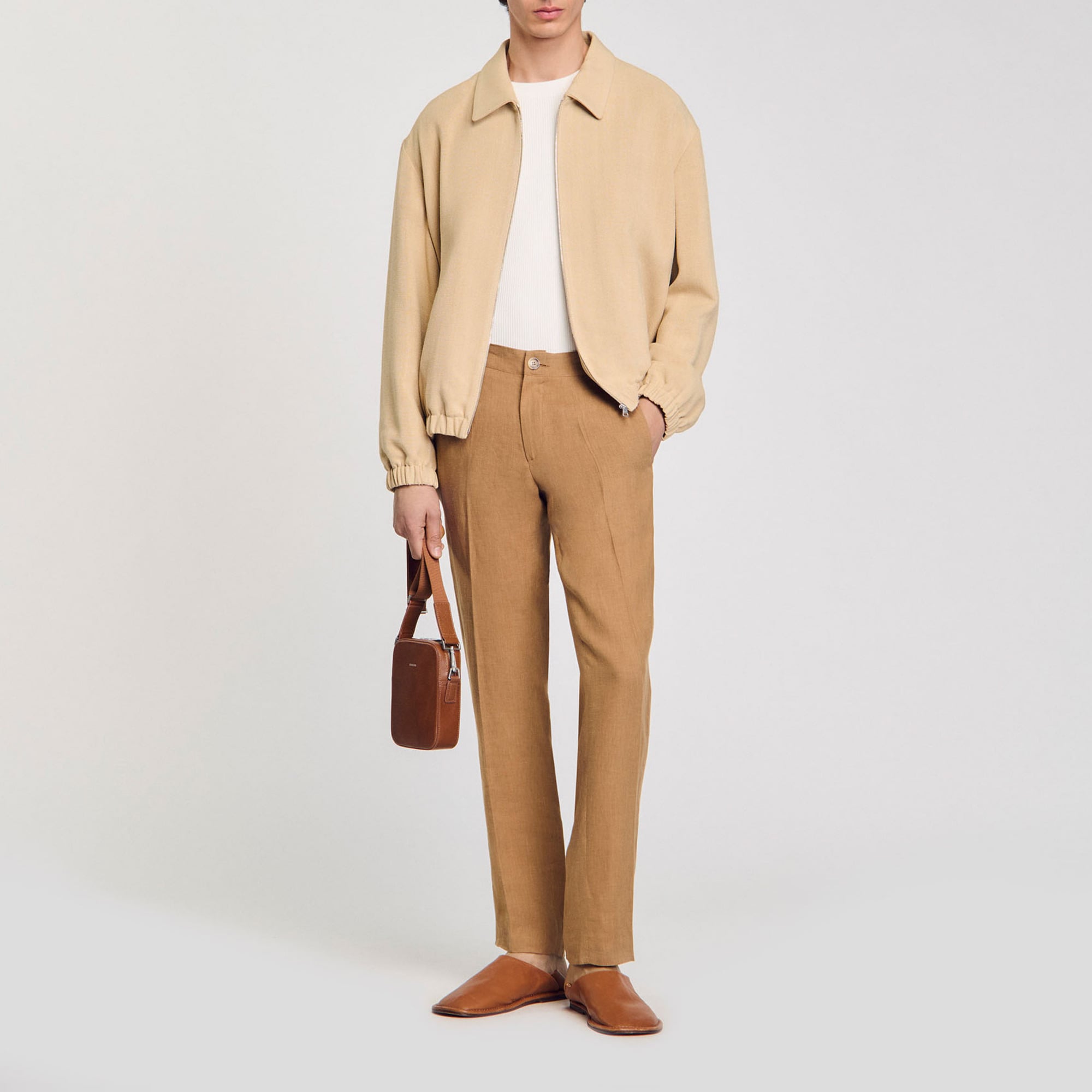 Sandro linen Linen trousers with an elasticated waistband at the back