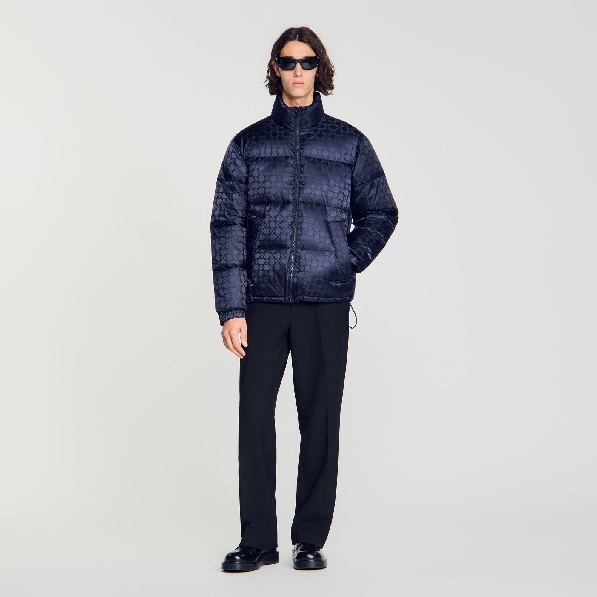 Water-repellent cross-motif puffer