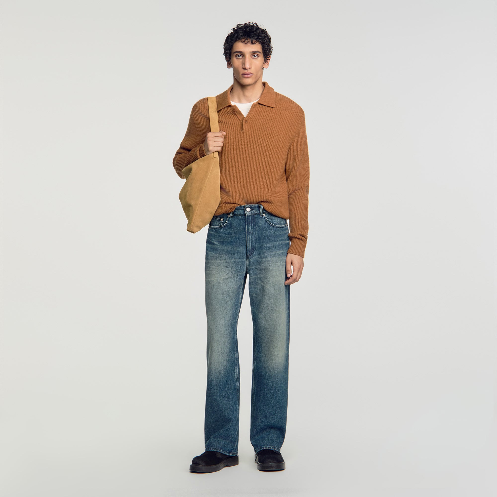 Baggy faded cotton jeans