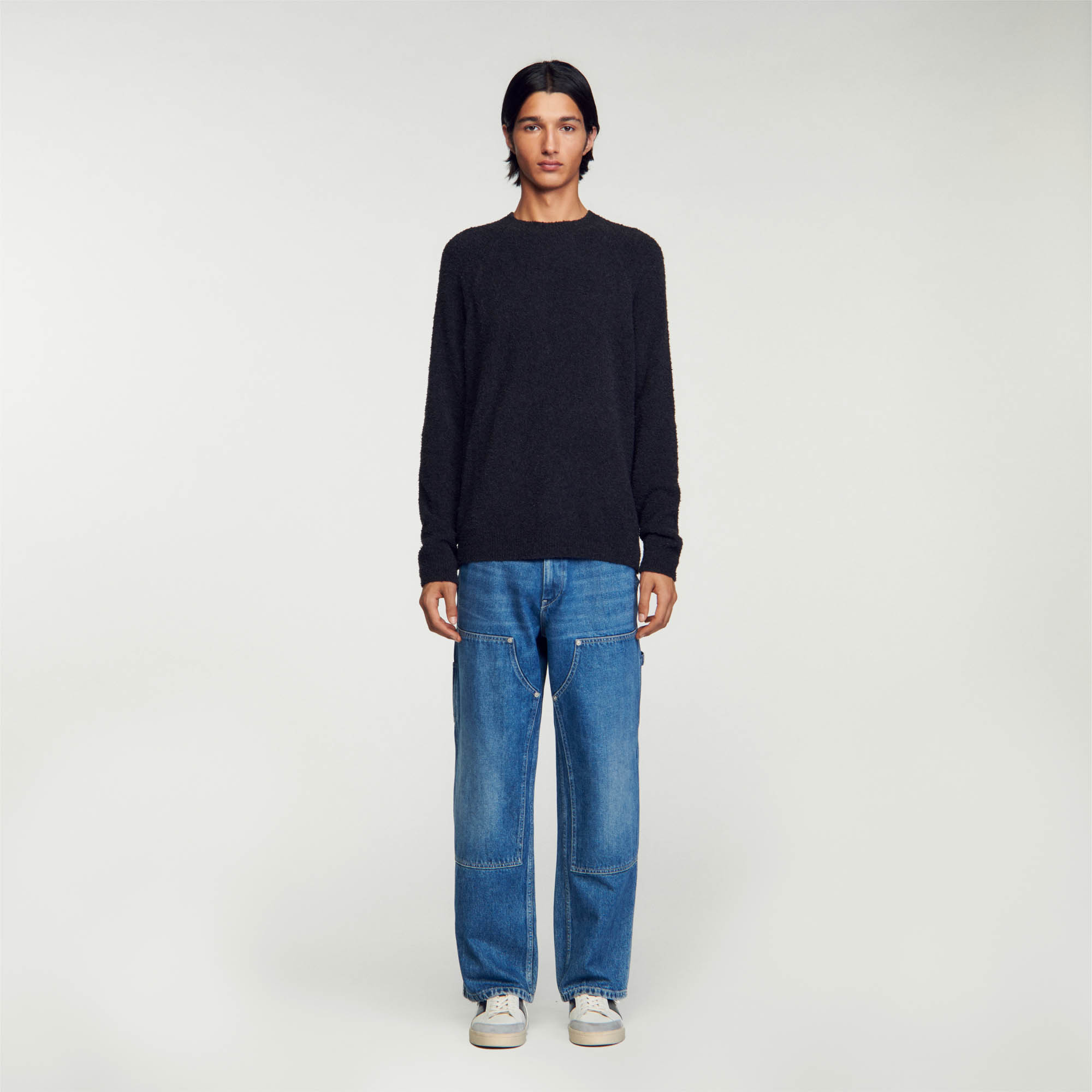 Sandro cotton Knit sweater with a wide round neck and long sleeves