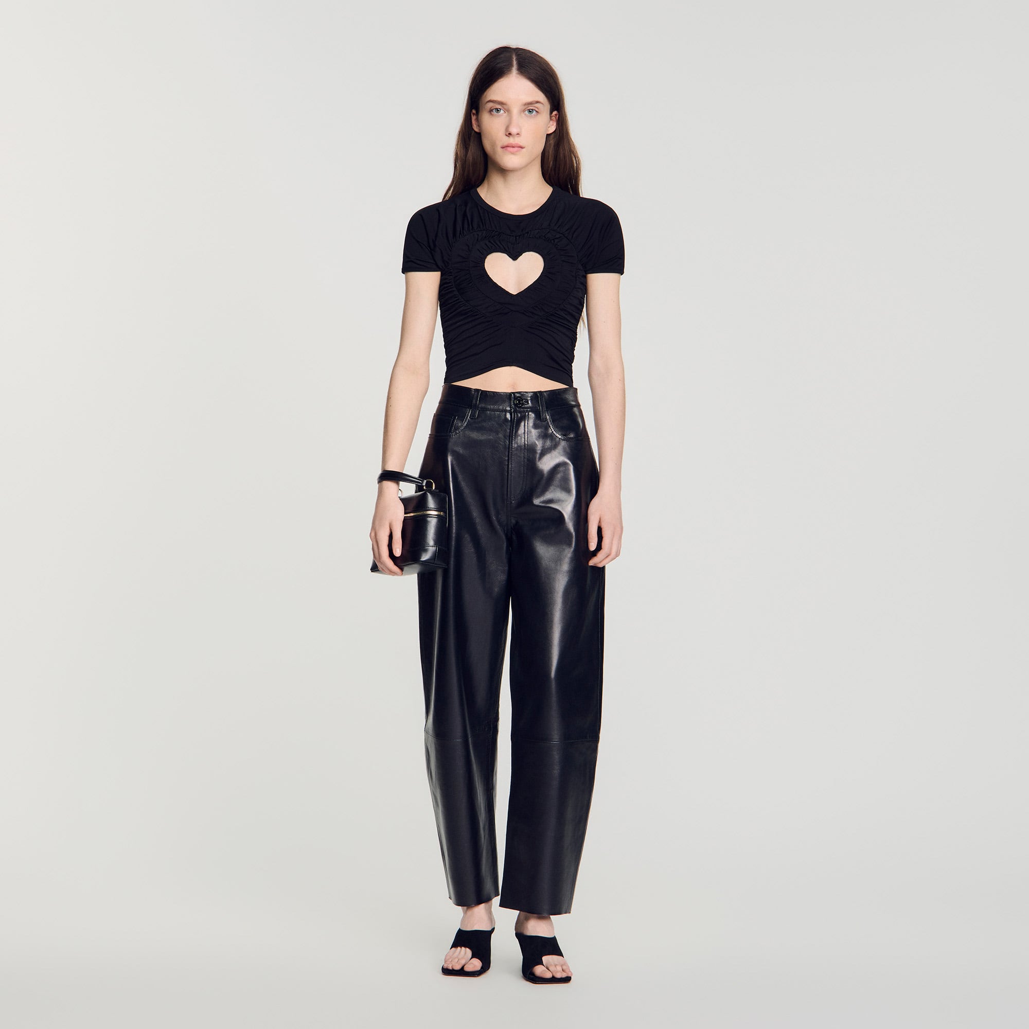 Ruched heart cropped T-shirt