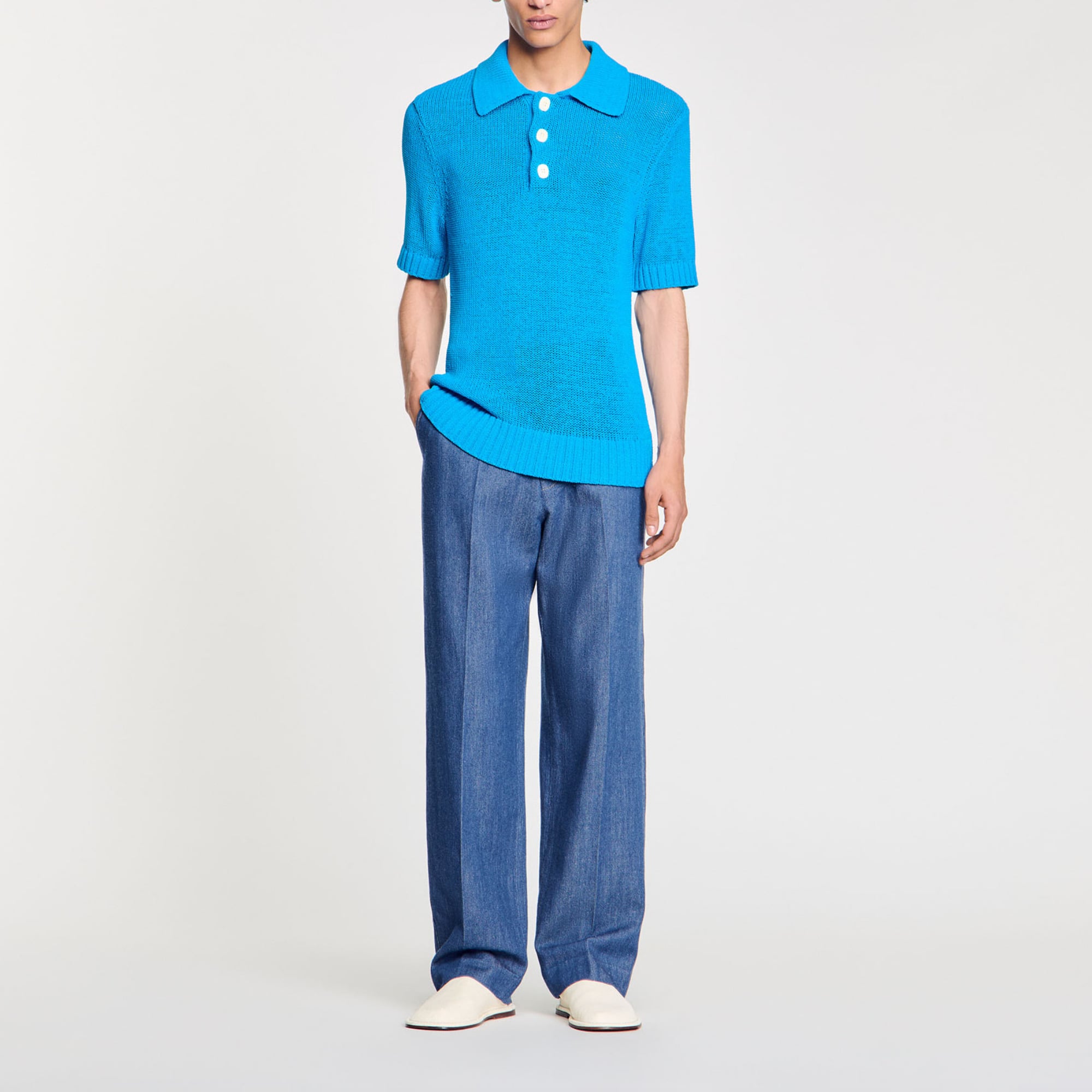 Knit polo shirt