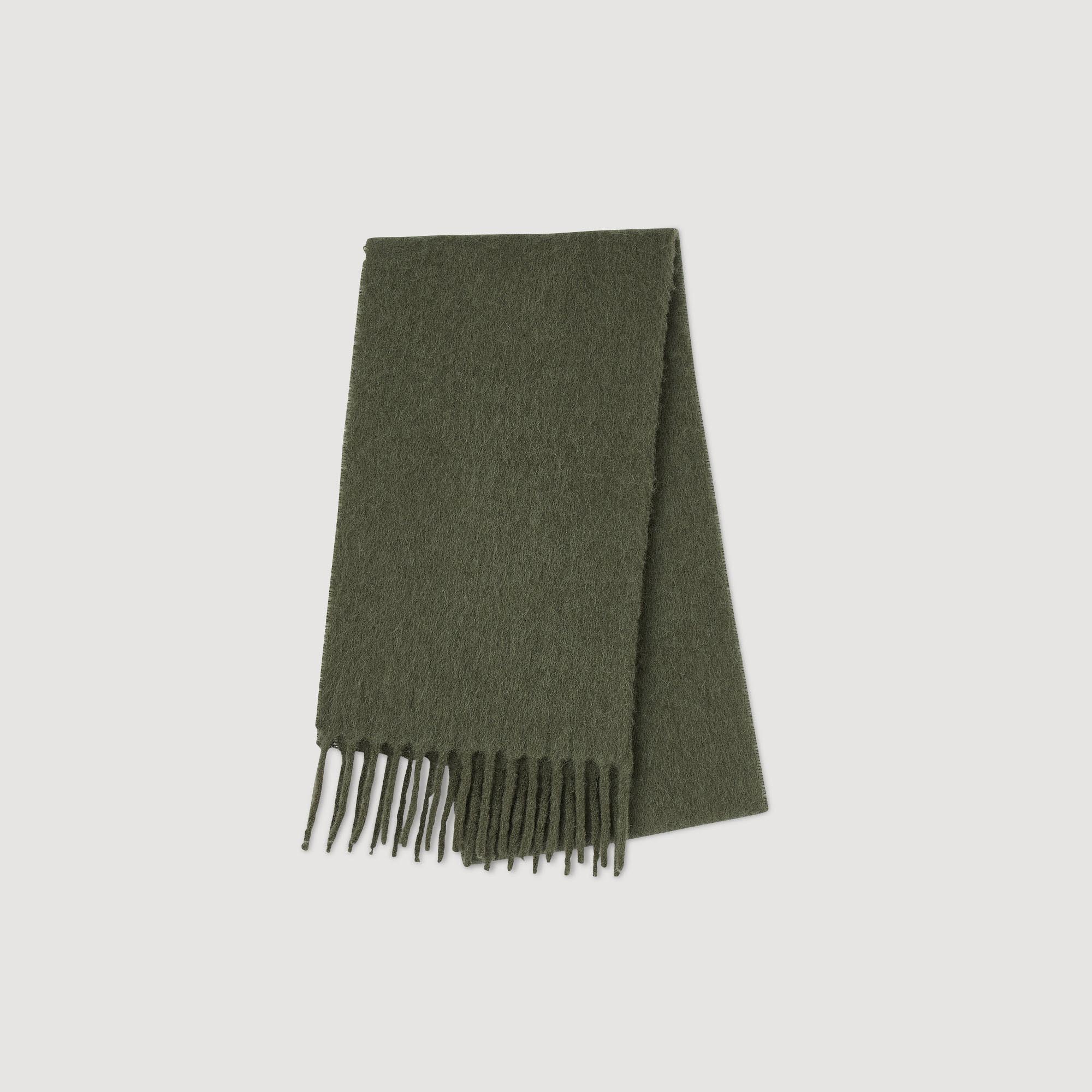 Sandro alpaca Woven and brushed alpaca blend scarf featuring a striped motif and a Sandro woven label