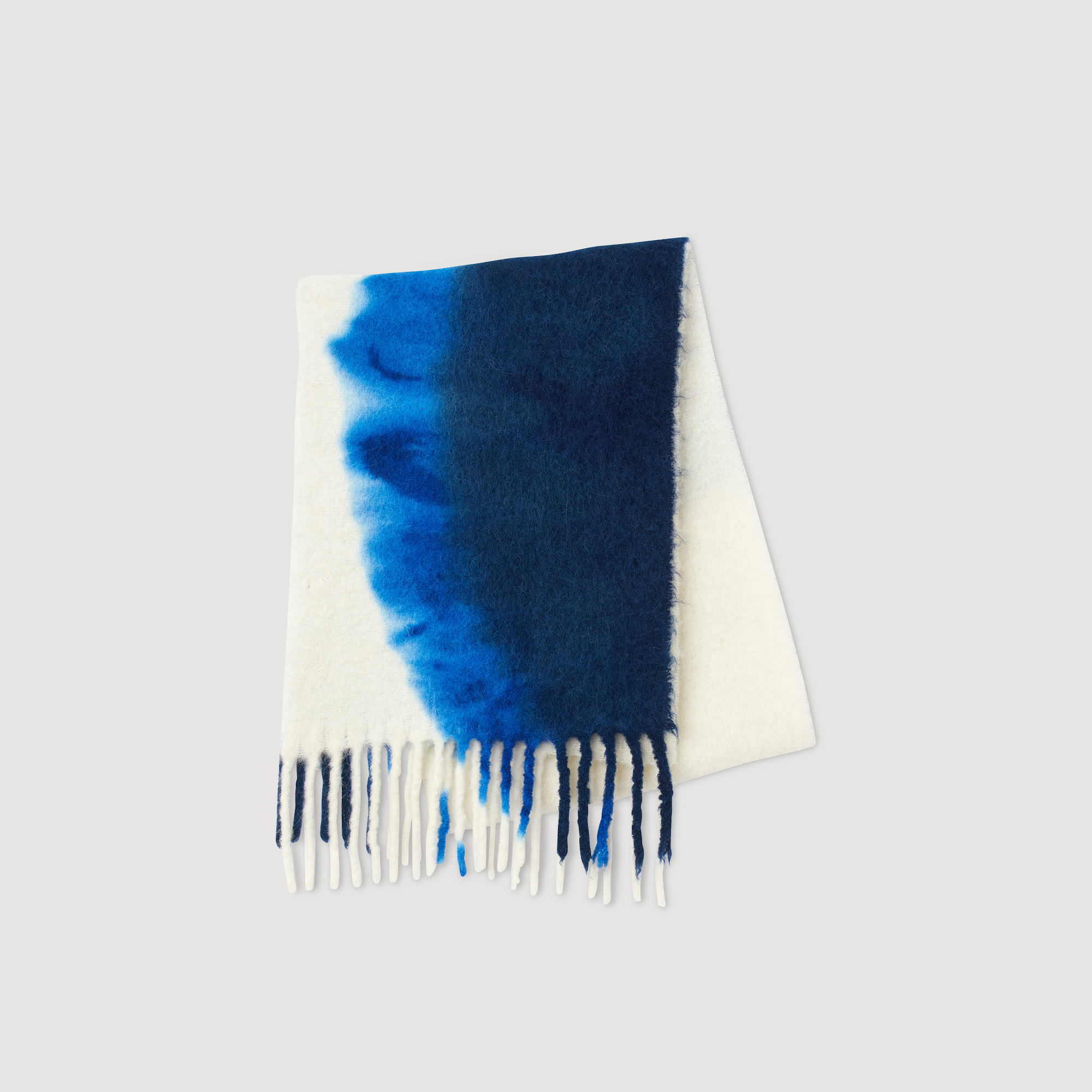 Sandro alpaca Two-tone dip dye alpaca blend scarf with fringed edges