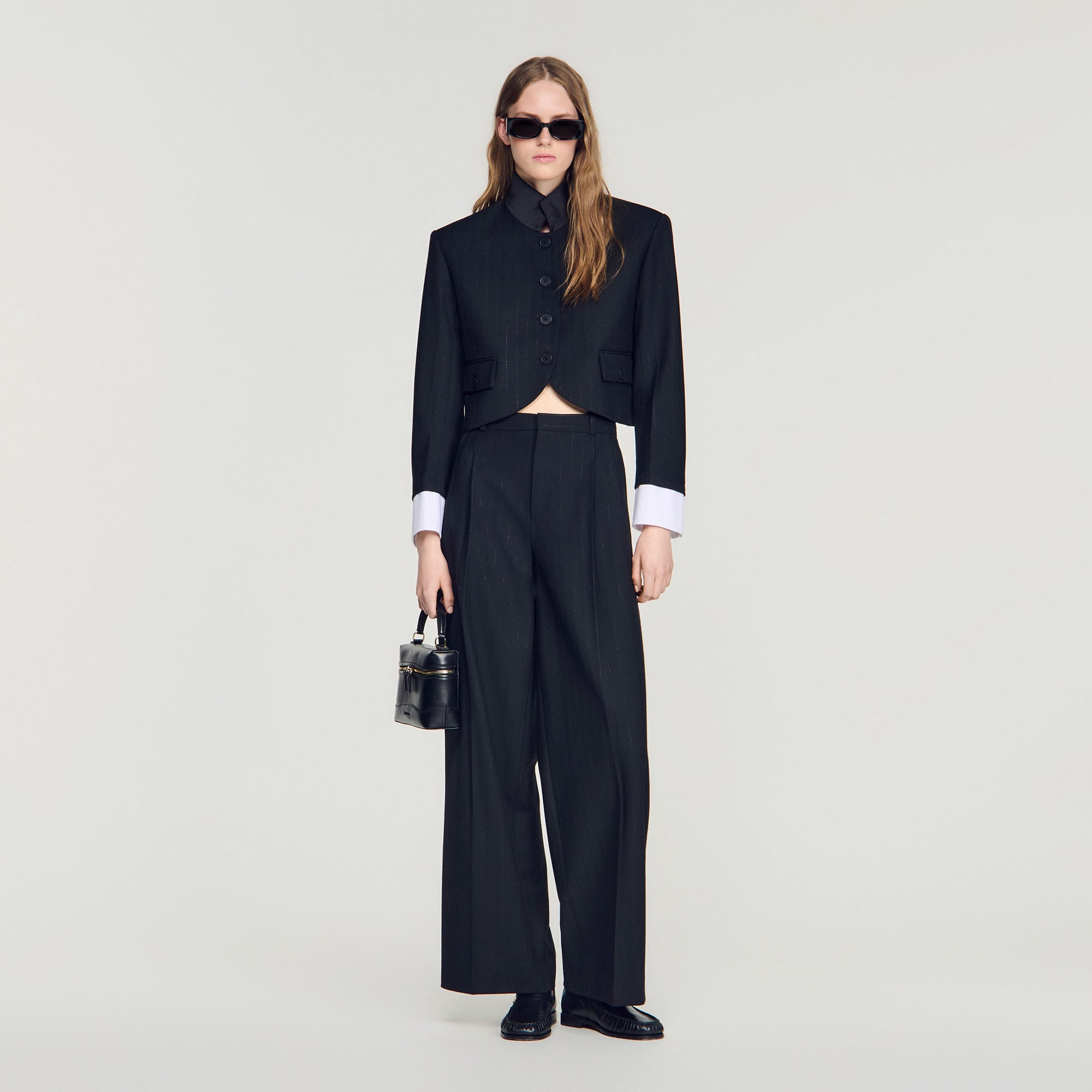 Short jacket with standing collar