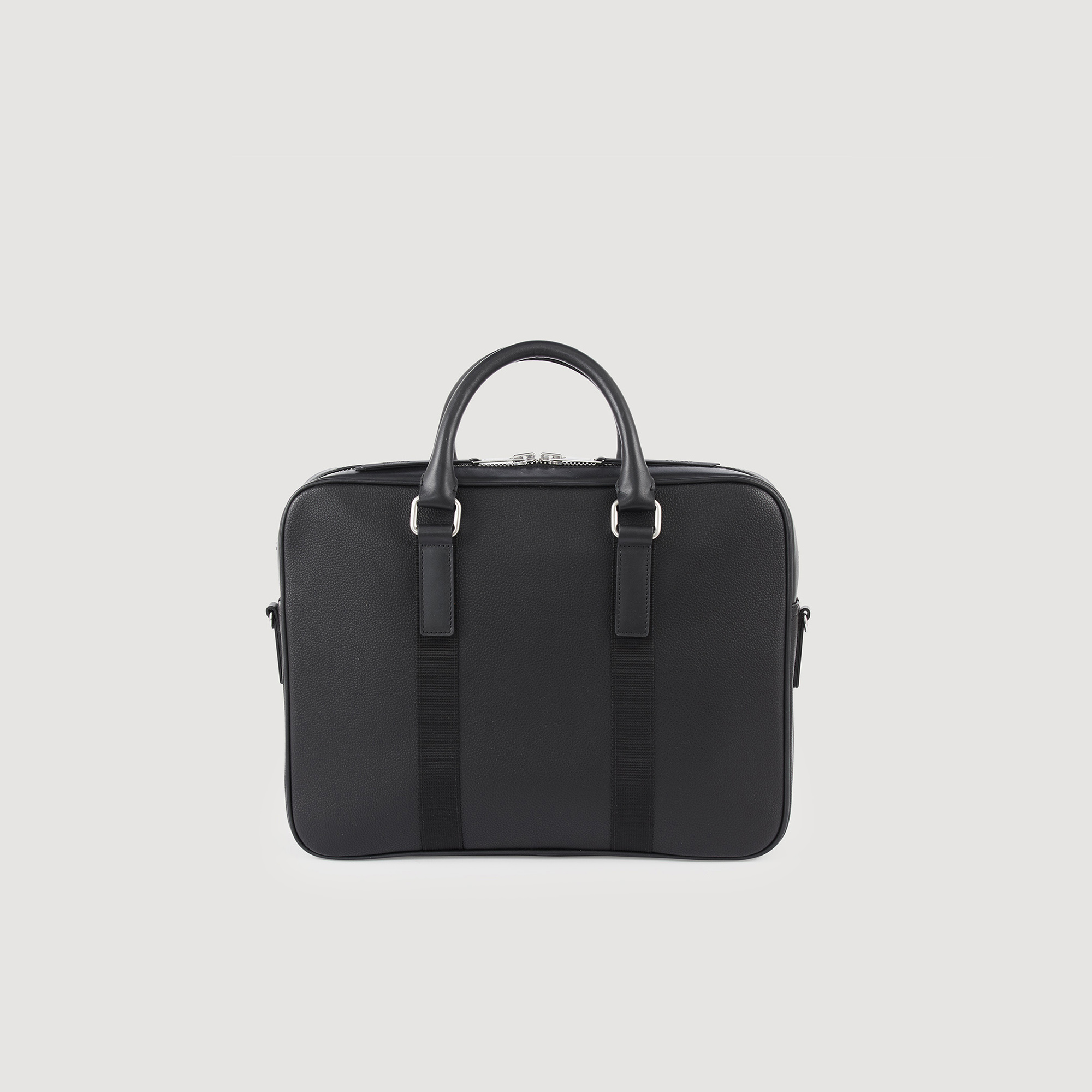 Sandro polyester Lining: Large zipped briefcase in grained coated canvas with an adjustable and detachable shoulder strap, short handles and a detachable luggage tag