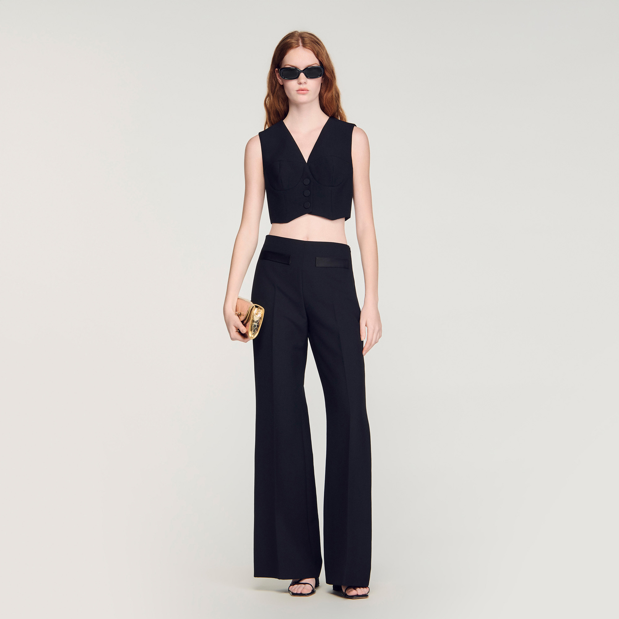 Cropped vest in Black for Women | Sandro Paris