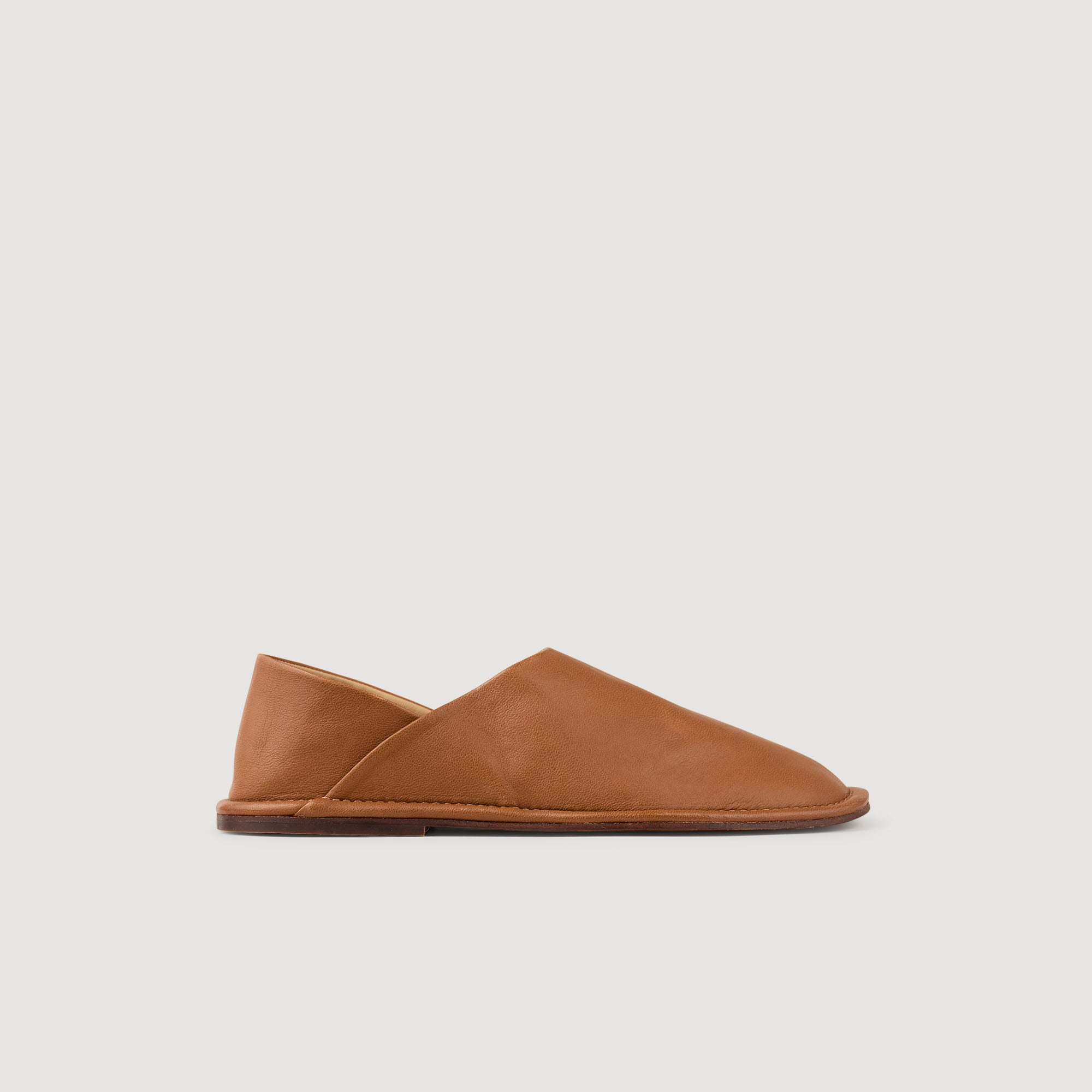 Sandro leather Grained leather slippers with leather lining and sole