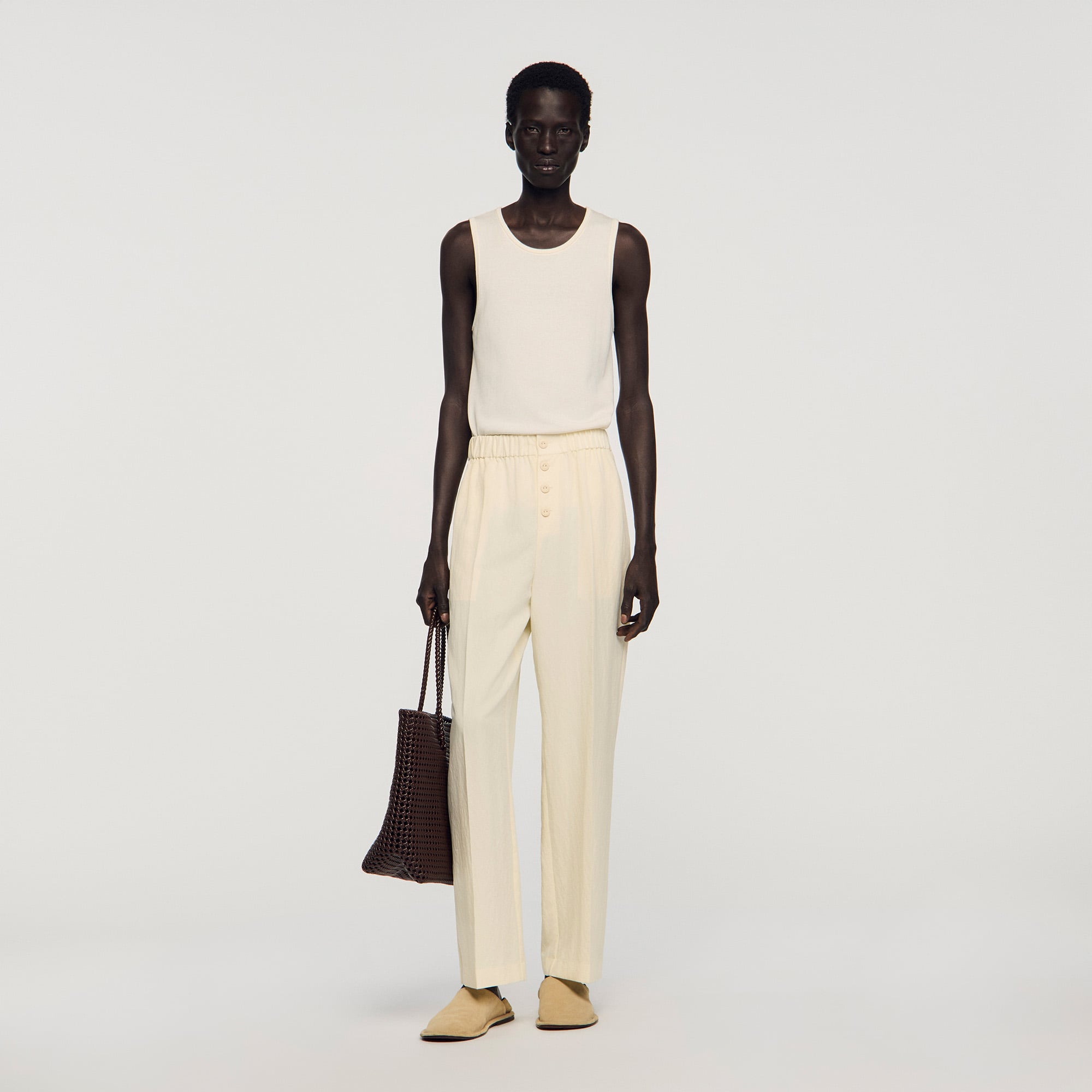 Sandro lyocell Flowing trousers with an elasticated waist