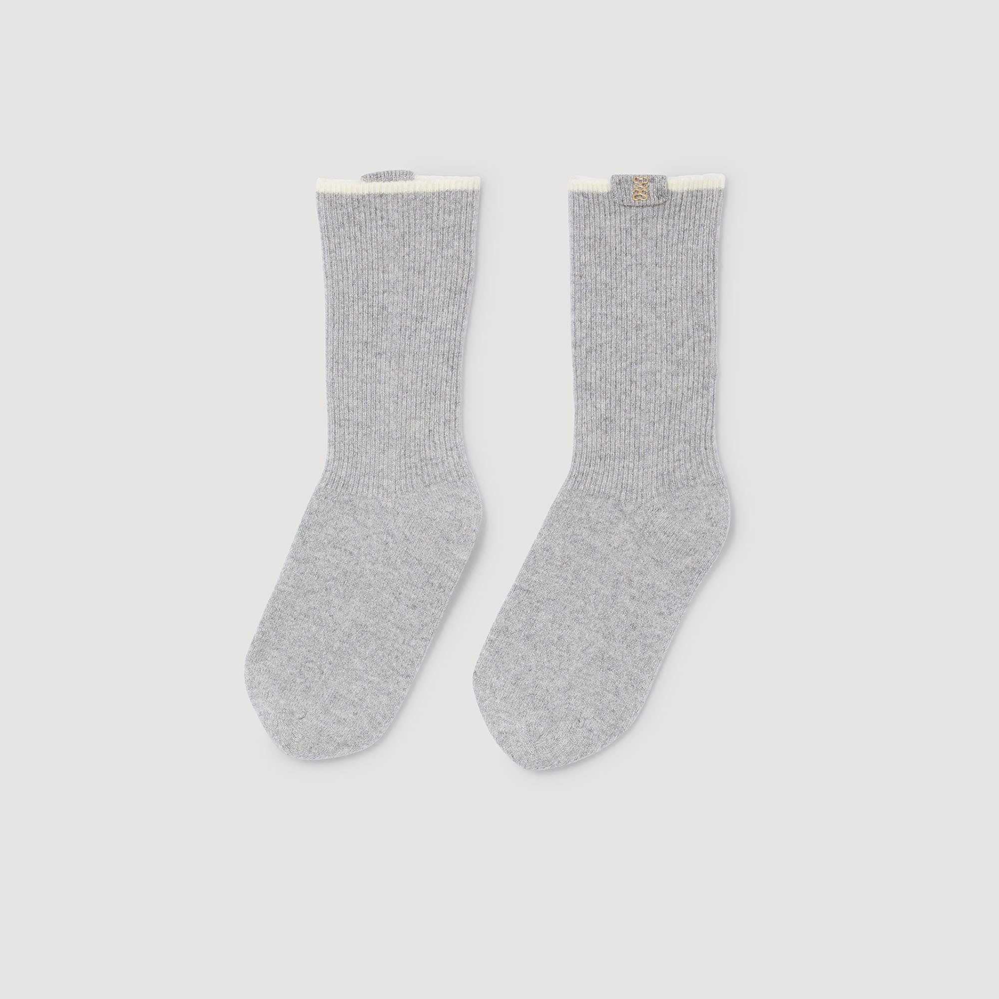 Sandro Two-tone Knee-high Socks In Gray
