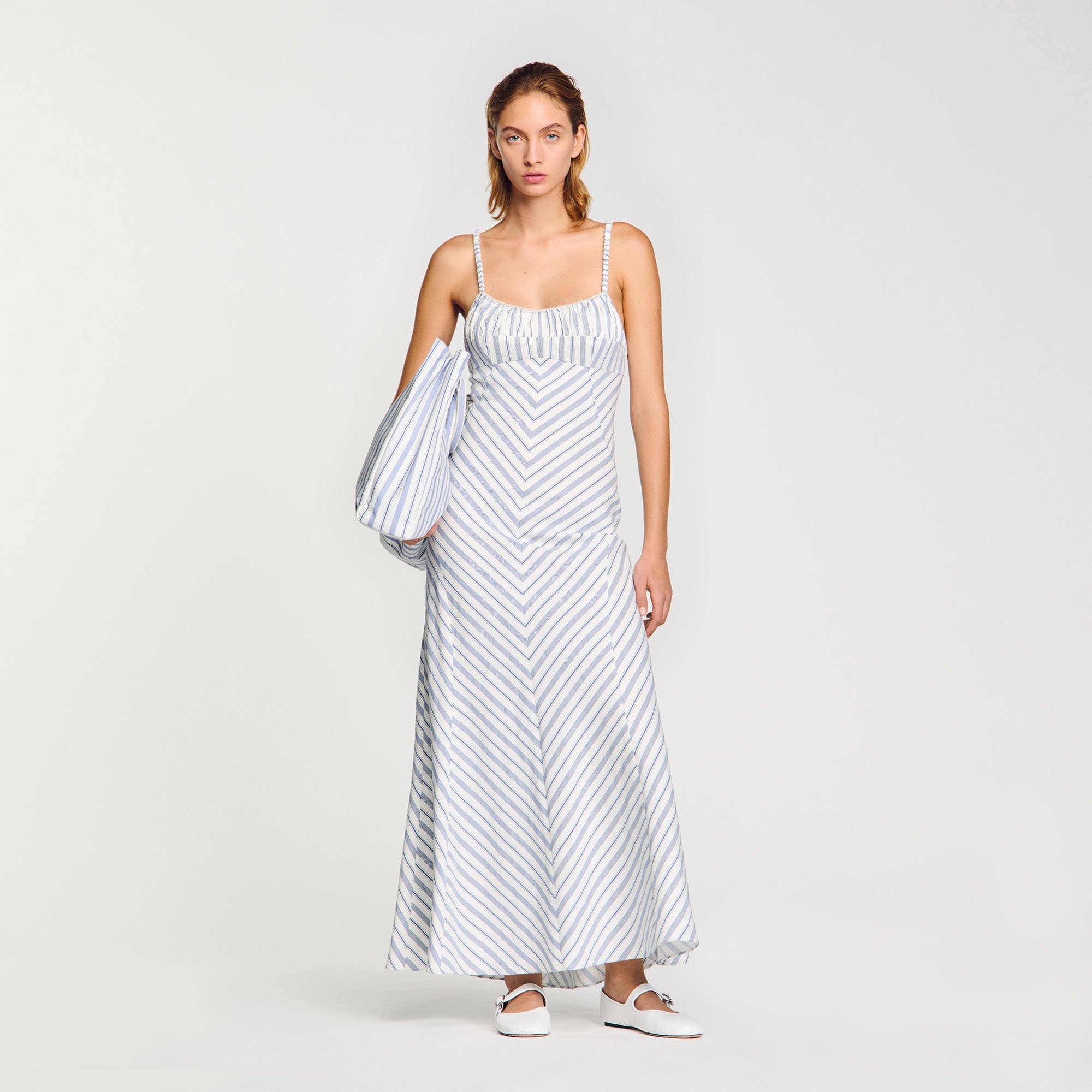 Stripy maxi dress with straps