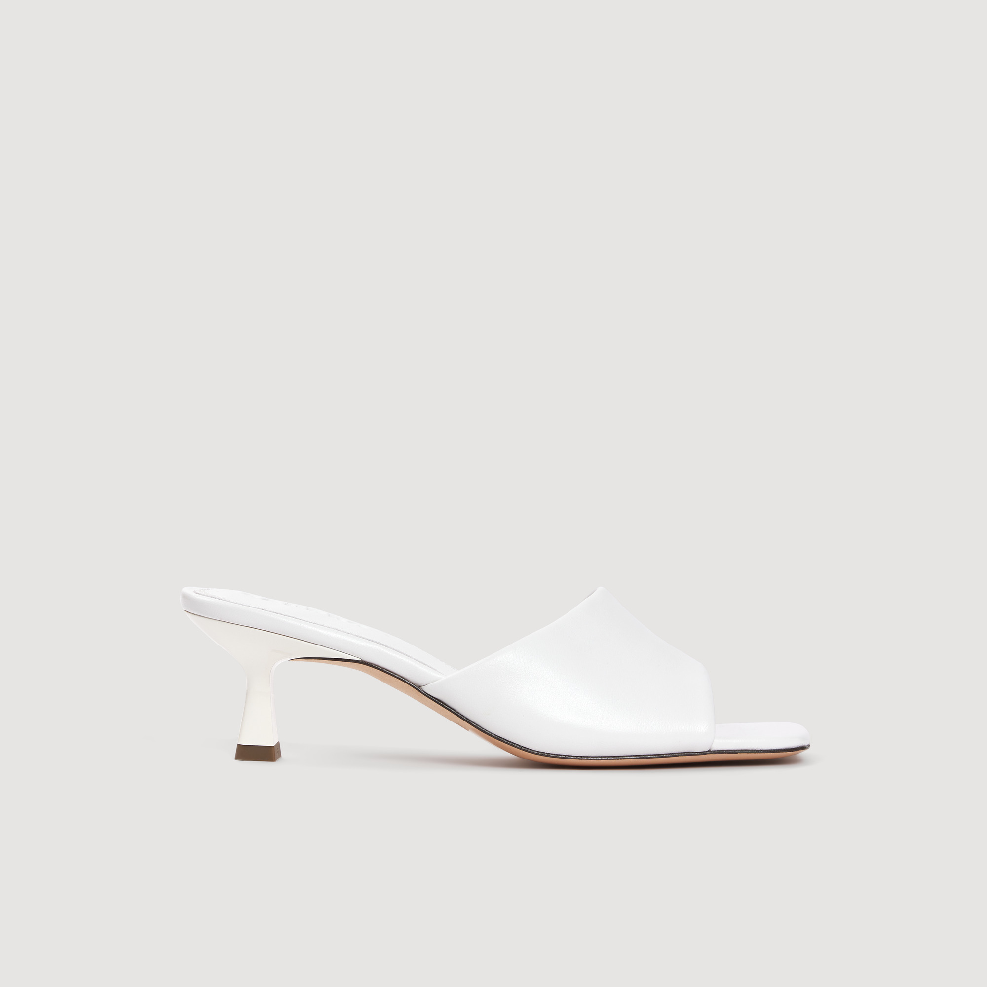 Smooth leather heeled mules