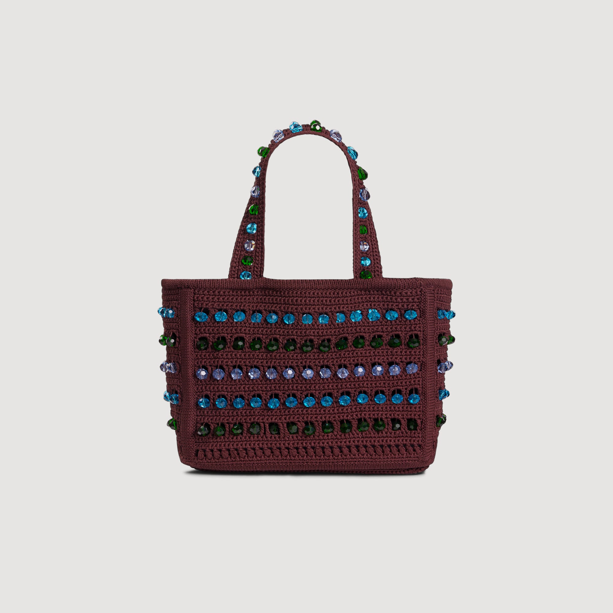 Sandro viscose Crochet mesh bag adorned with beads