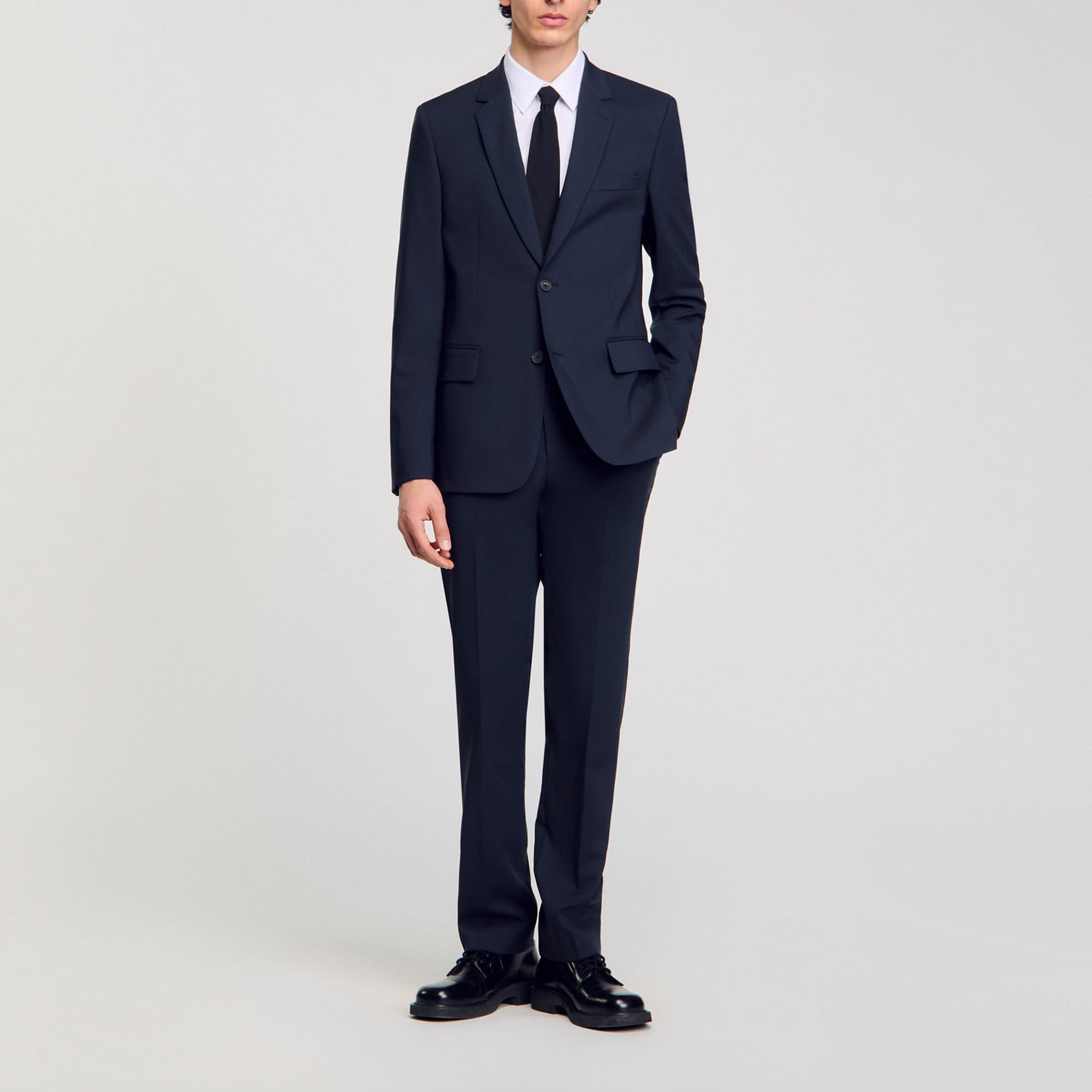 Sandro virgin Classic wool suit jacket with button fastening and flap pockets
