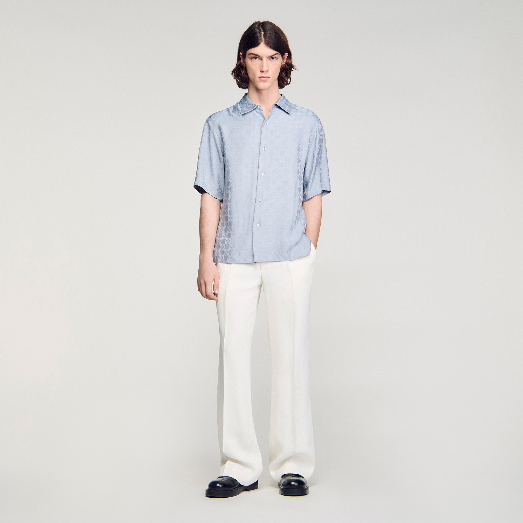 Square Cross loose-fit shirt in white for Men | Sandro Paris