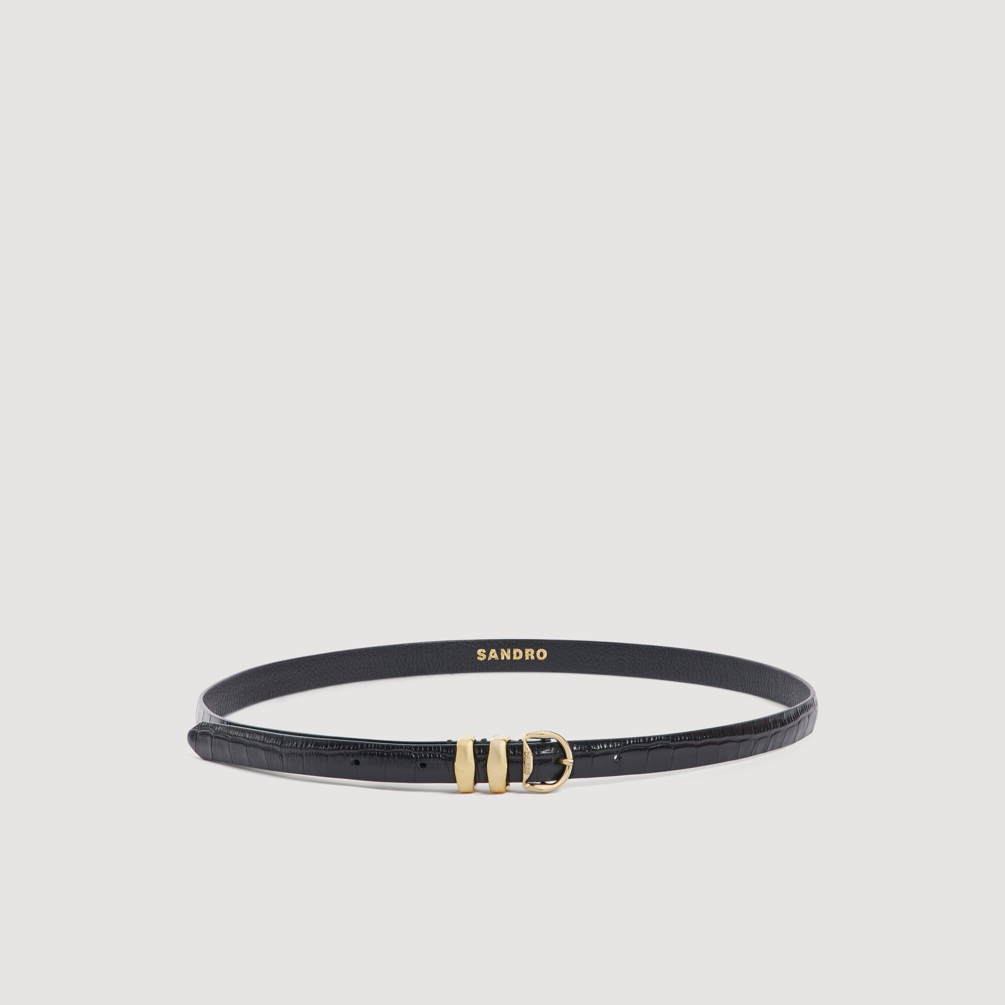 Croc-effect leather belt