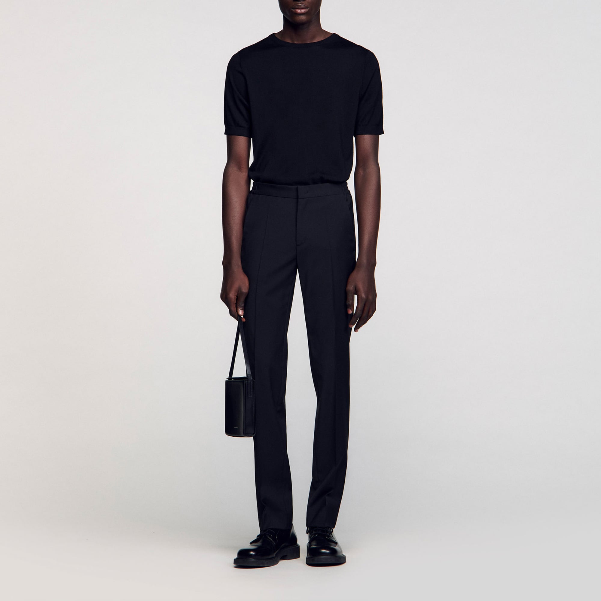 Sandro wool Trousers with elasticated sides and drawstring, side and back pockets
