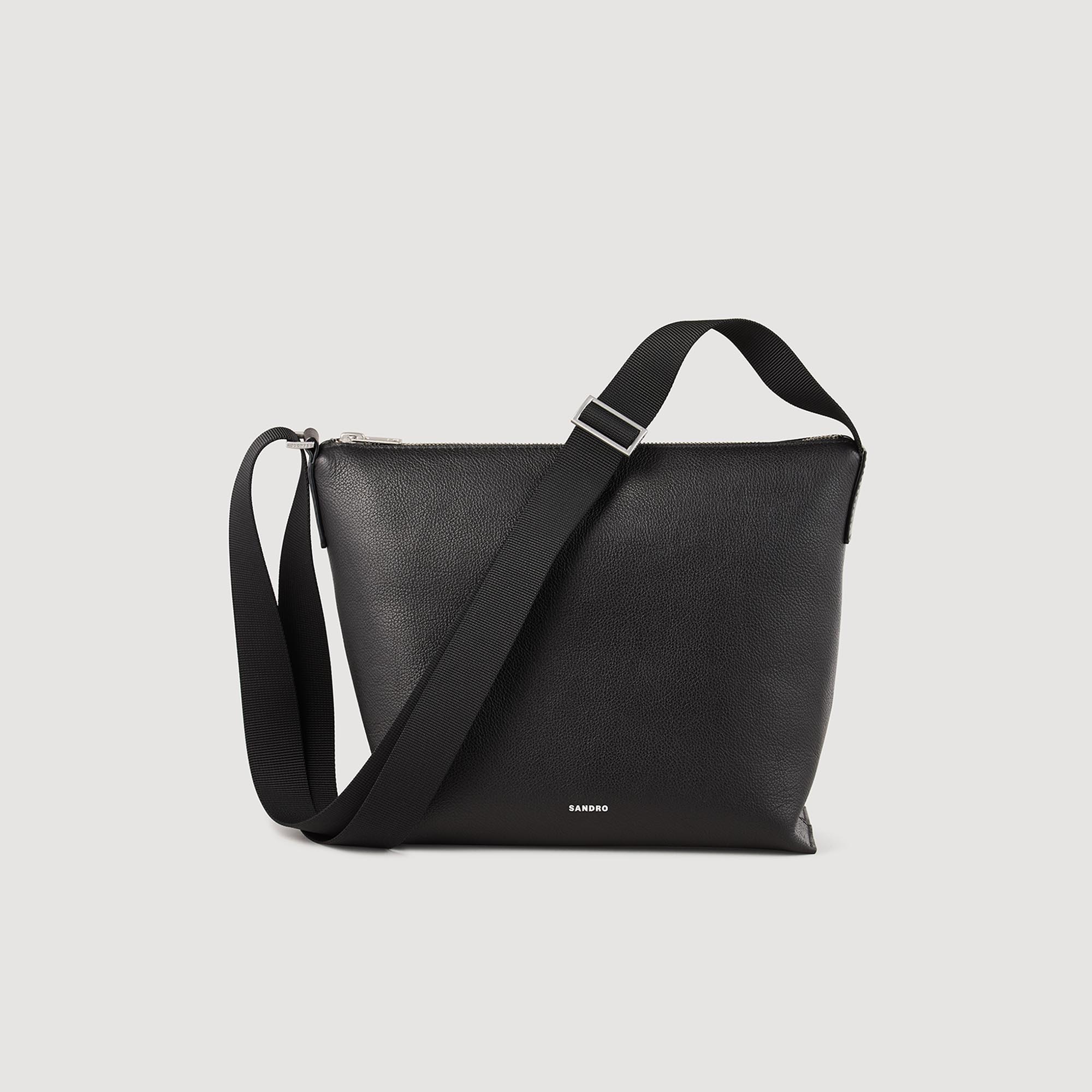 Grained leather satchel