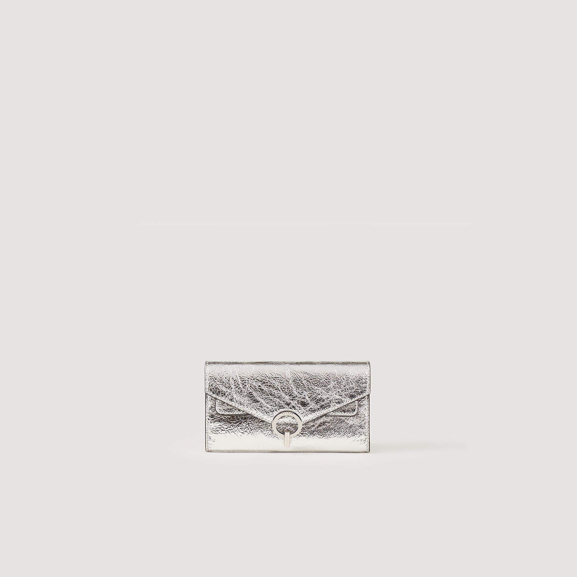 Sandro cotton Leather: The iconic Yza Bag in metallic silver leather