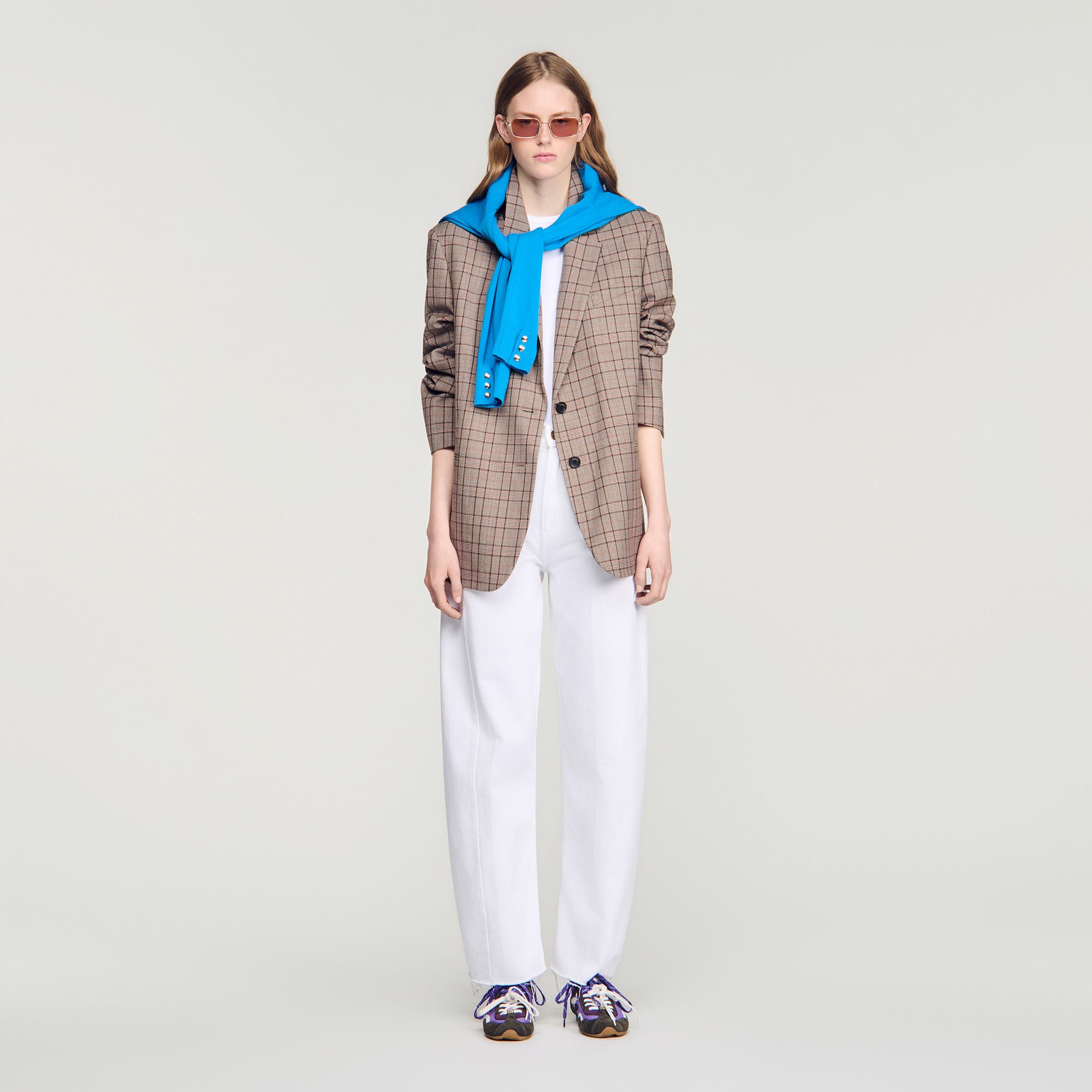 Check suit jacket in Brown for Women | Sandro Paris