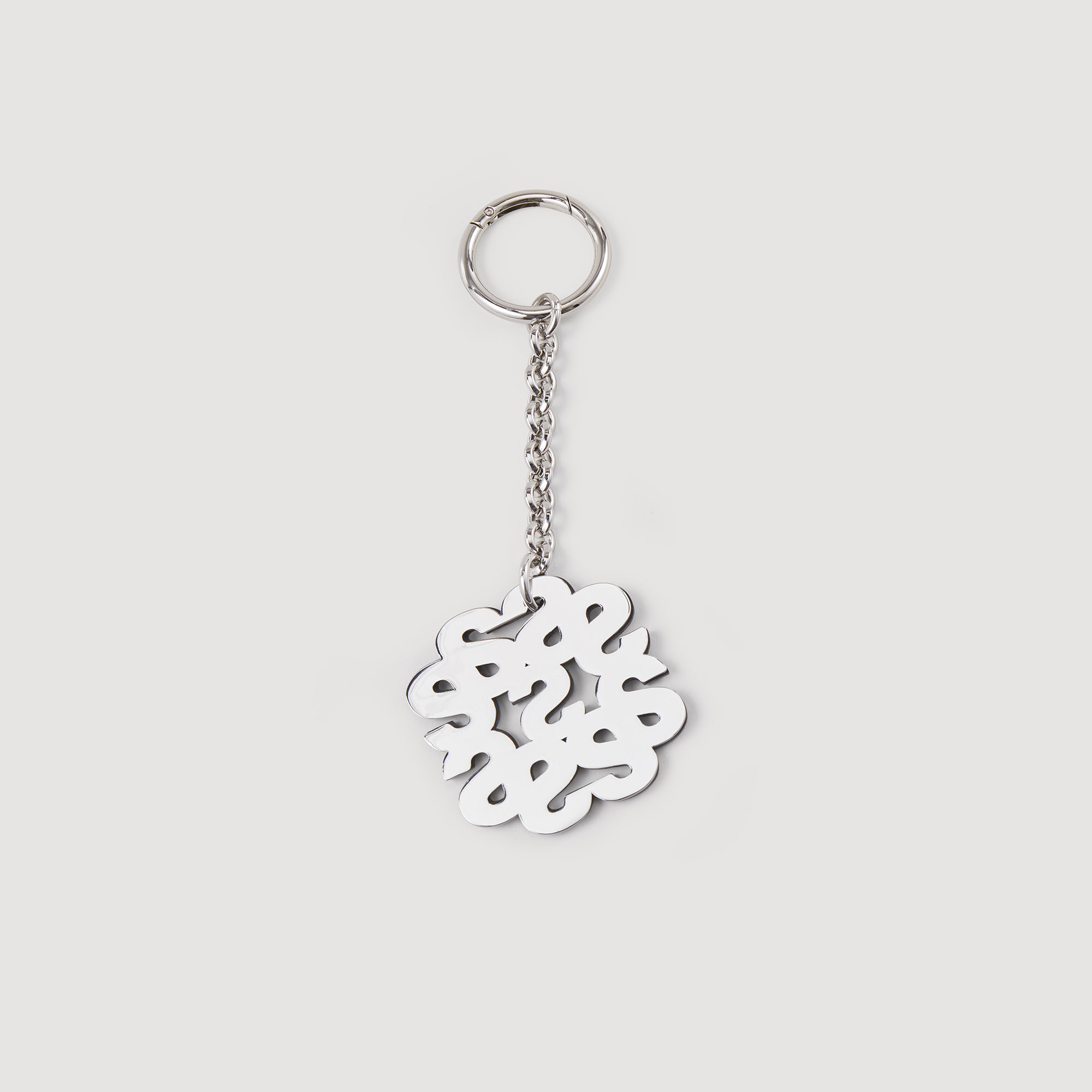 Sandro zinc Leather: Leather keyring with multi-S motif and metal ring