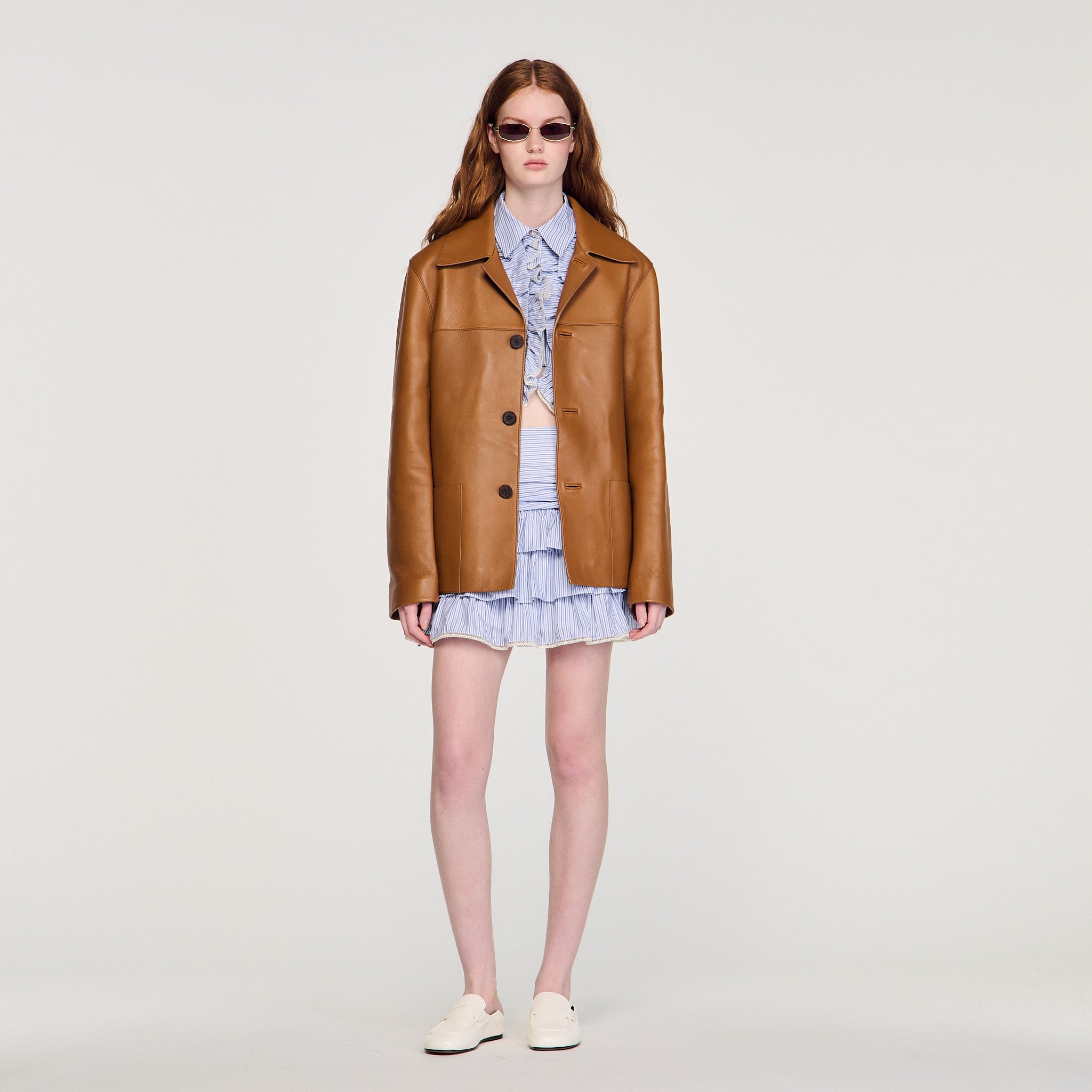 Buttoned lambskin jacket