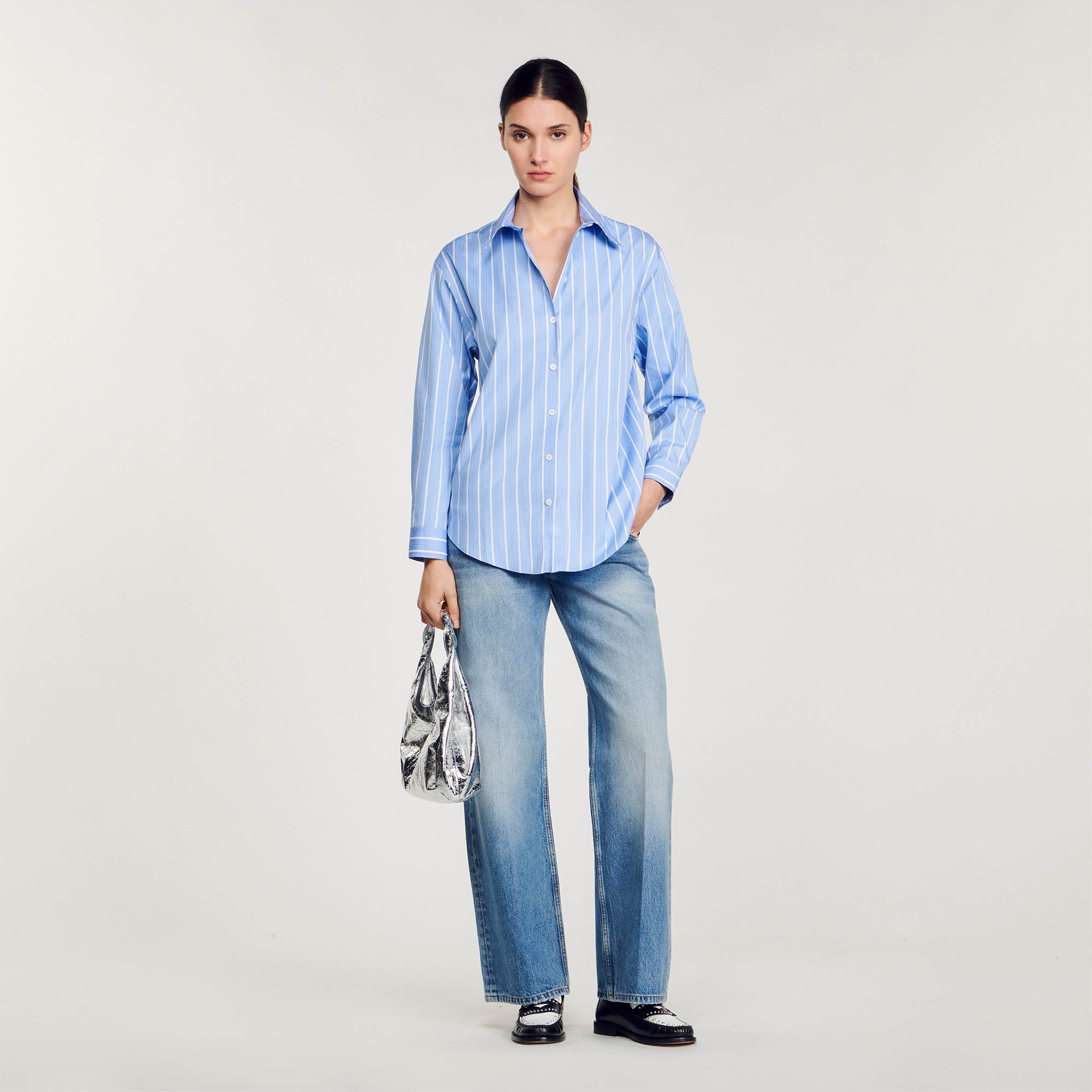 Sandro Stripy shirt with open lace back