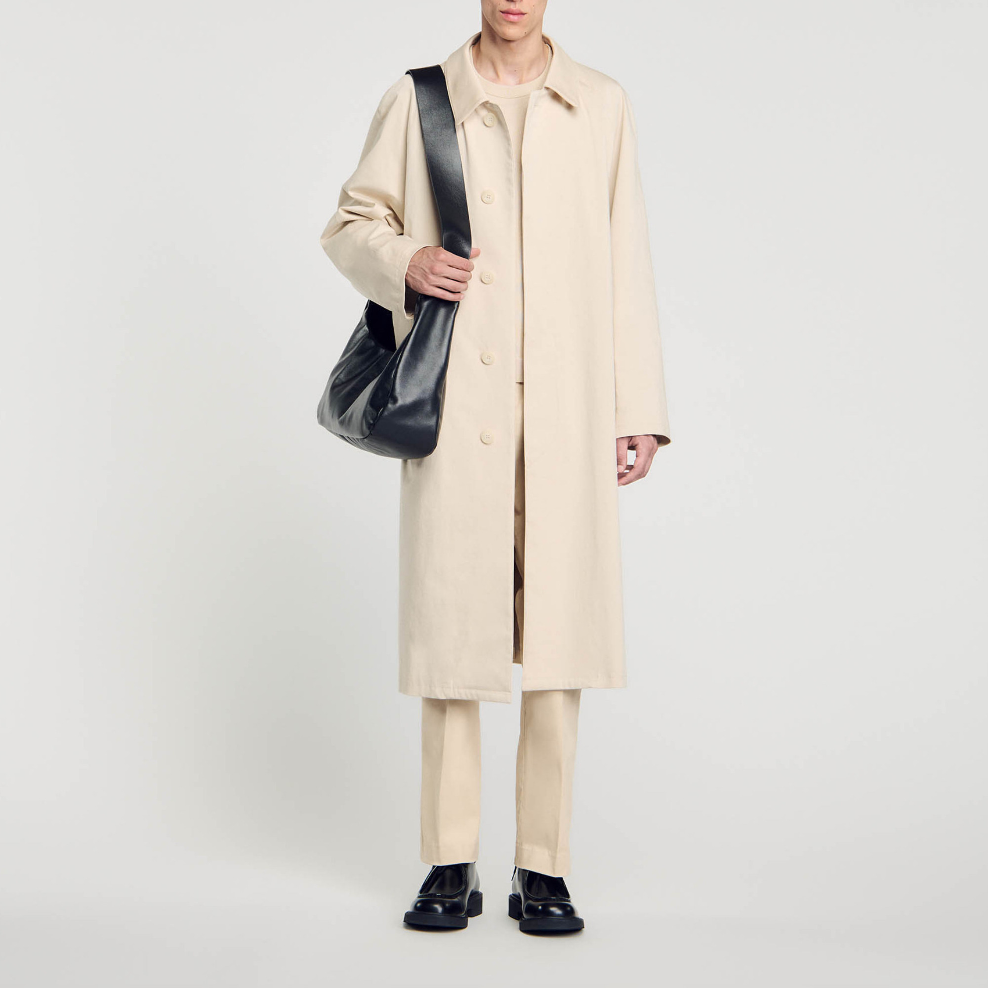 Sandro Paris サンドロ・パリ コットンジャケット コート ベージュ Trench coat with rhinestone collar white / beige For Women