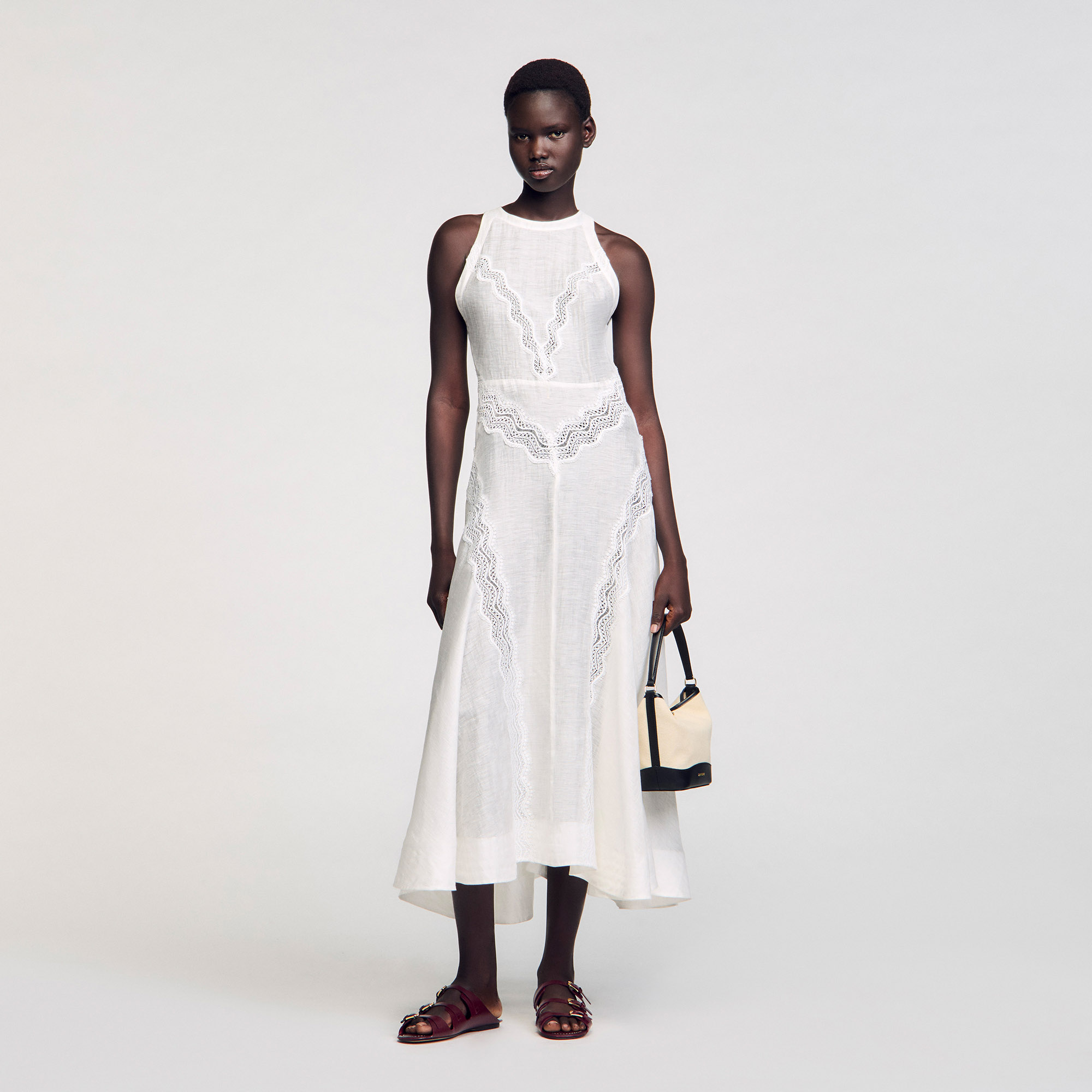 Sandro Lace trim maxi dress