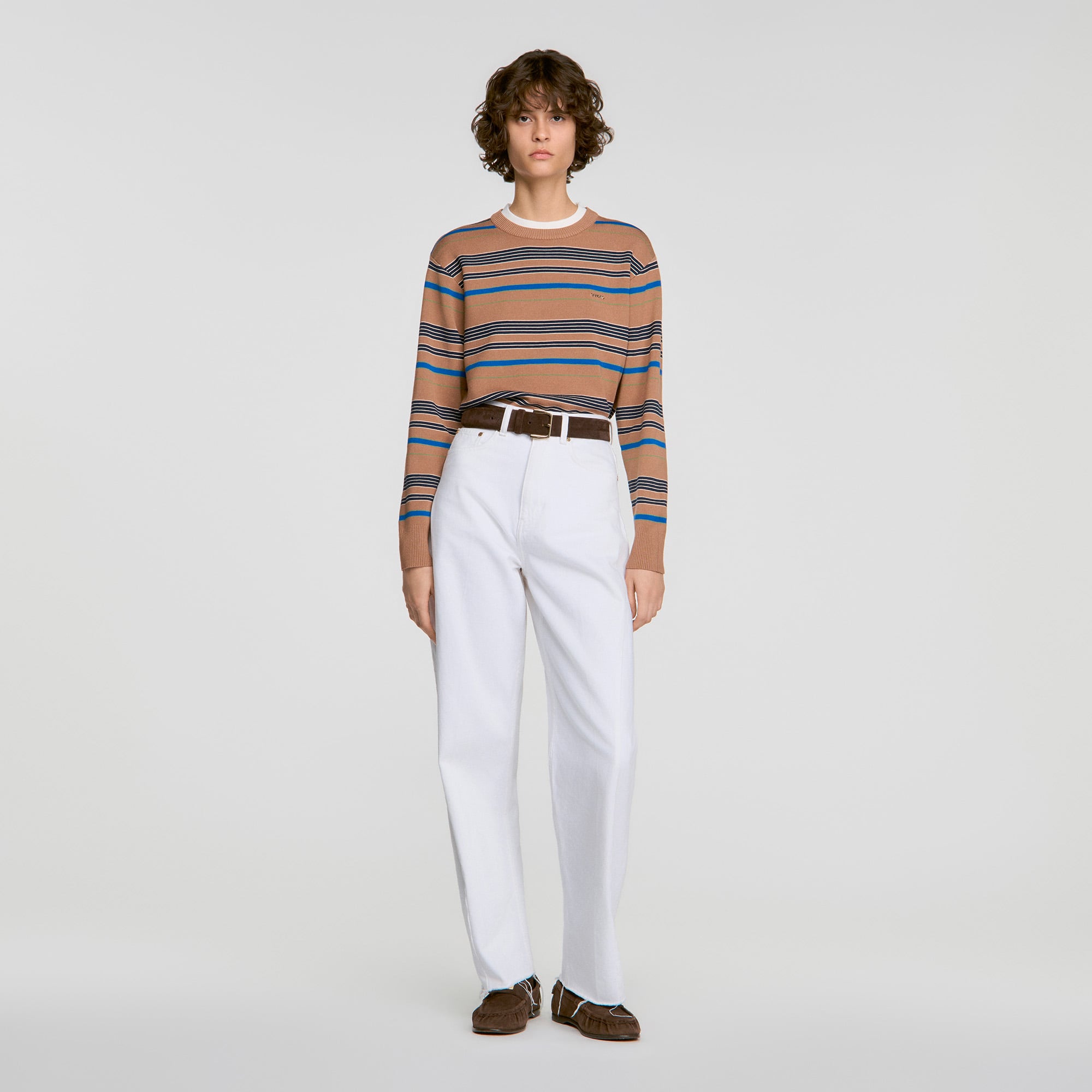 Layered effect striped sweater