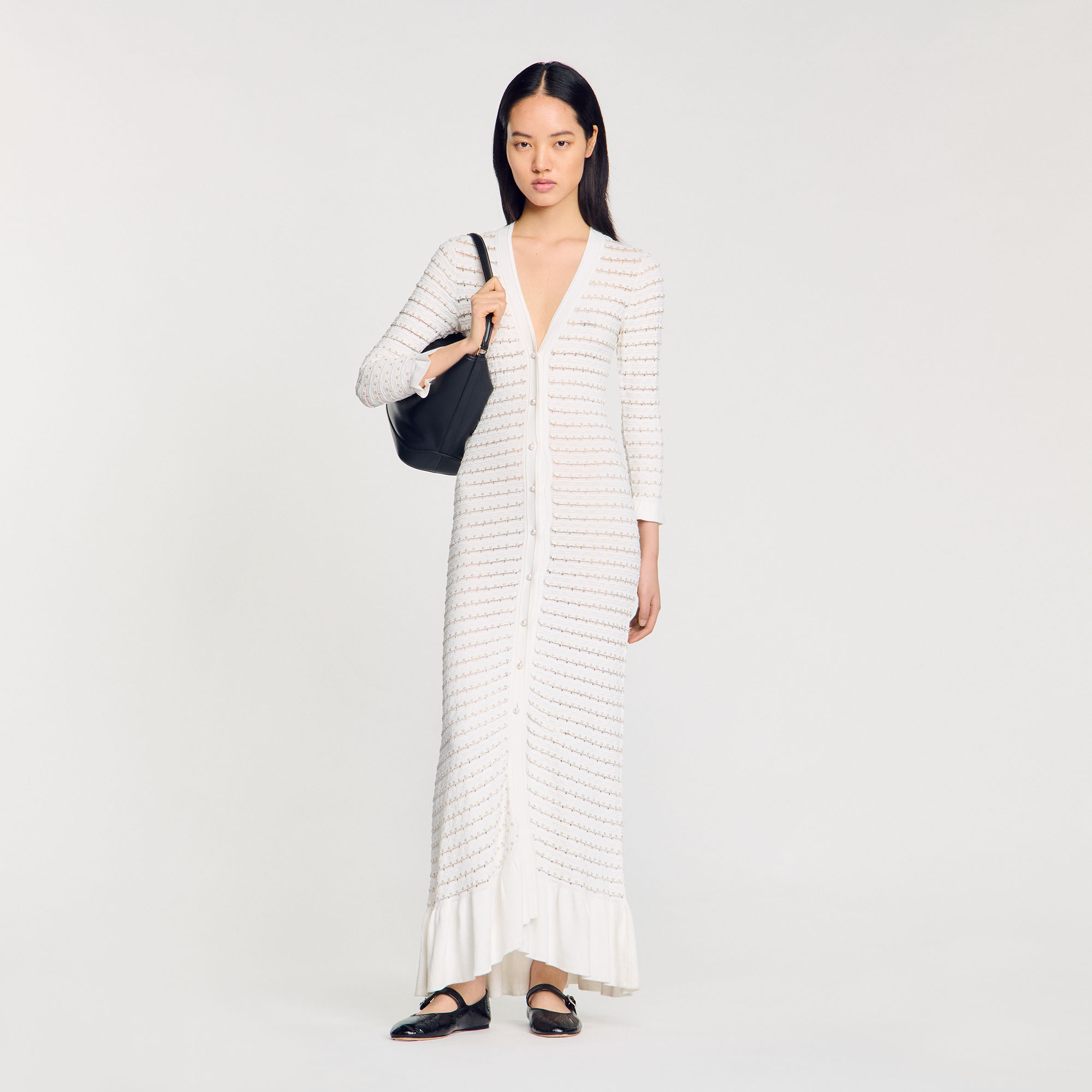 Sandro Maxi dress with pearl details