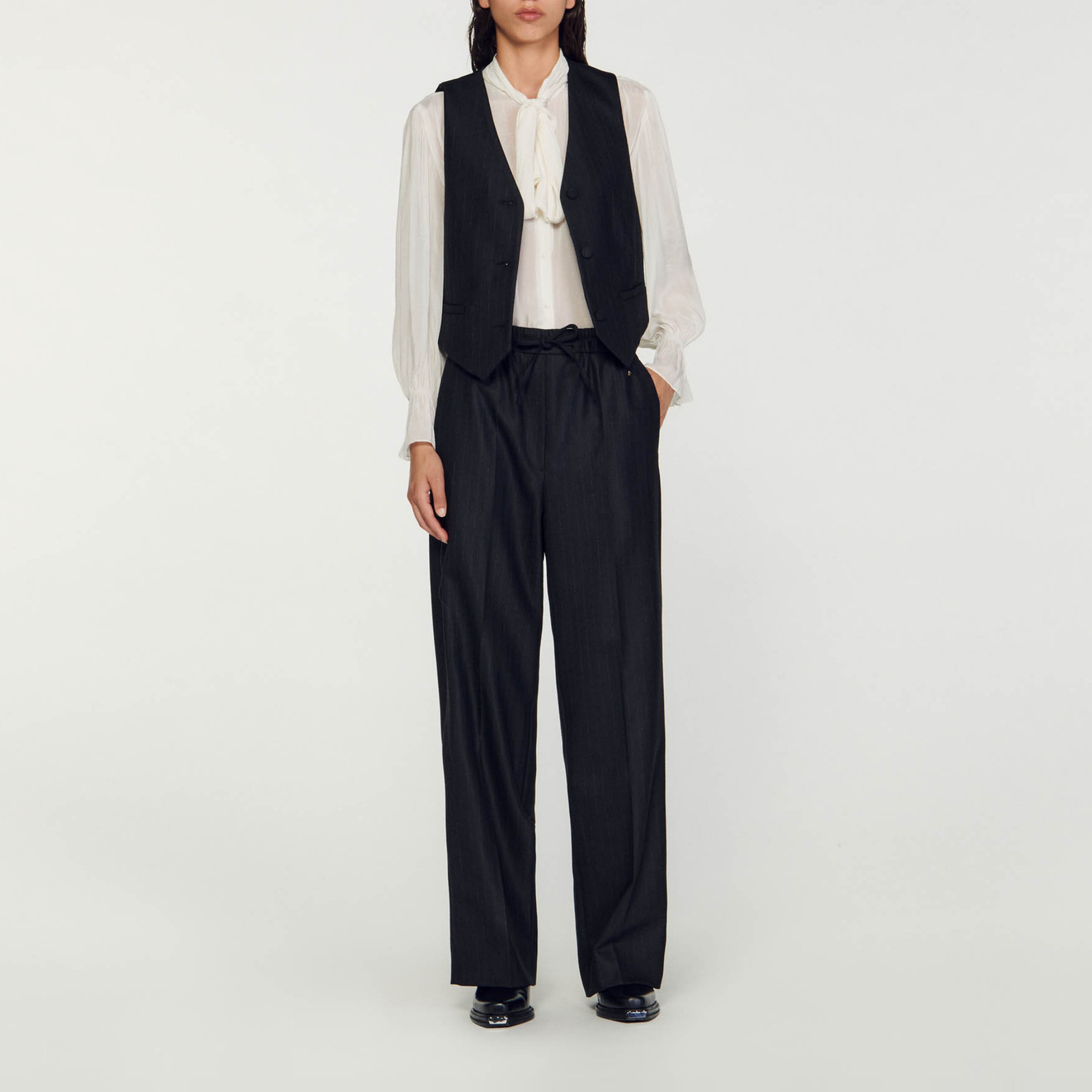 売れ筋・人気アイテム 商品 Pussy bow blouse white / beige For Women | Sandro Paris その他