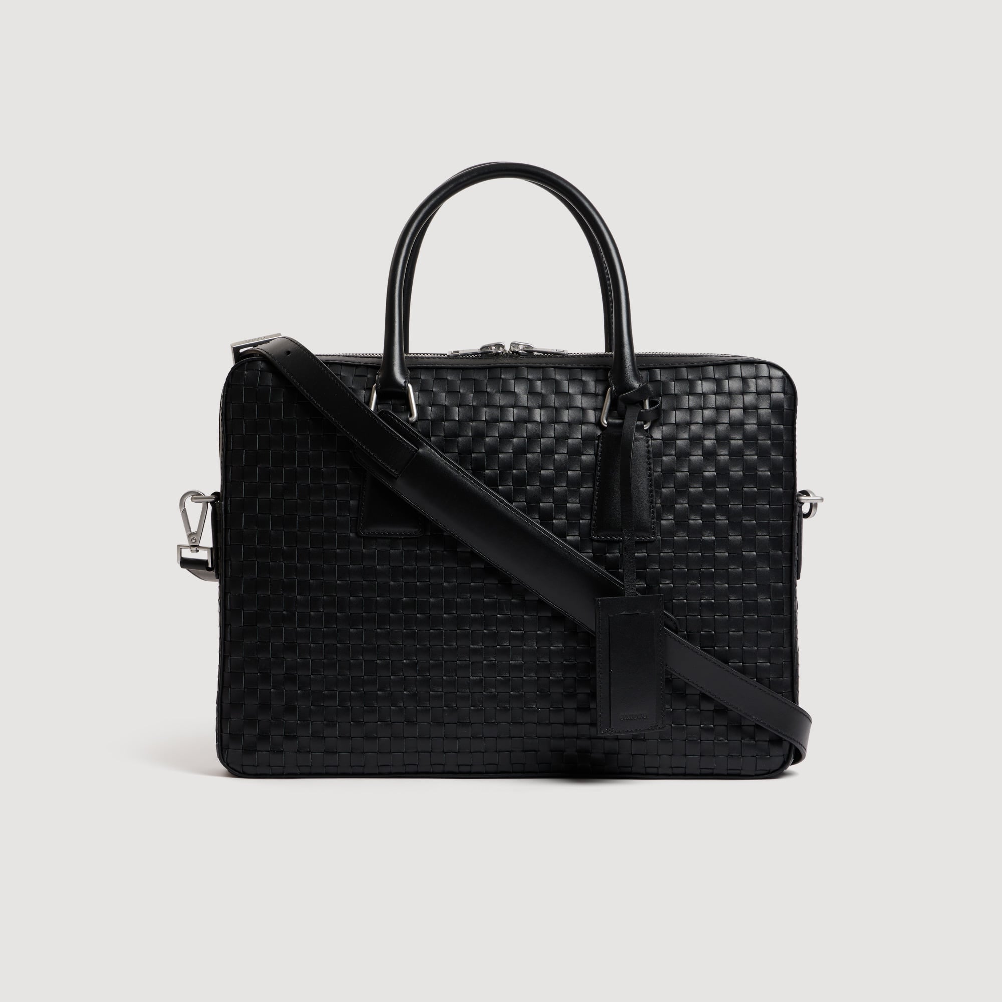 Woven leather briefcase