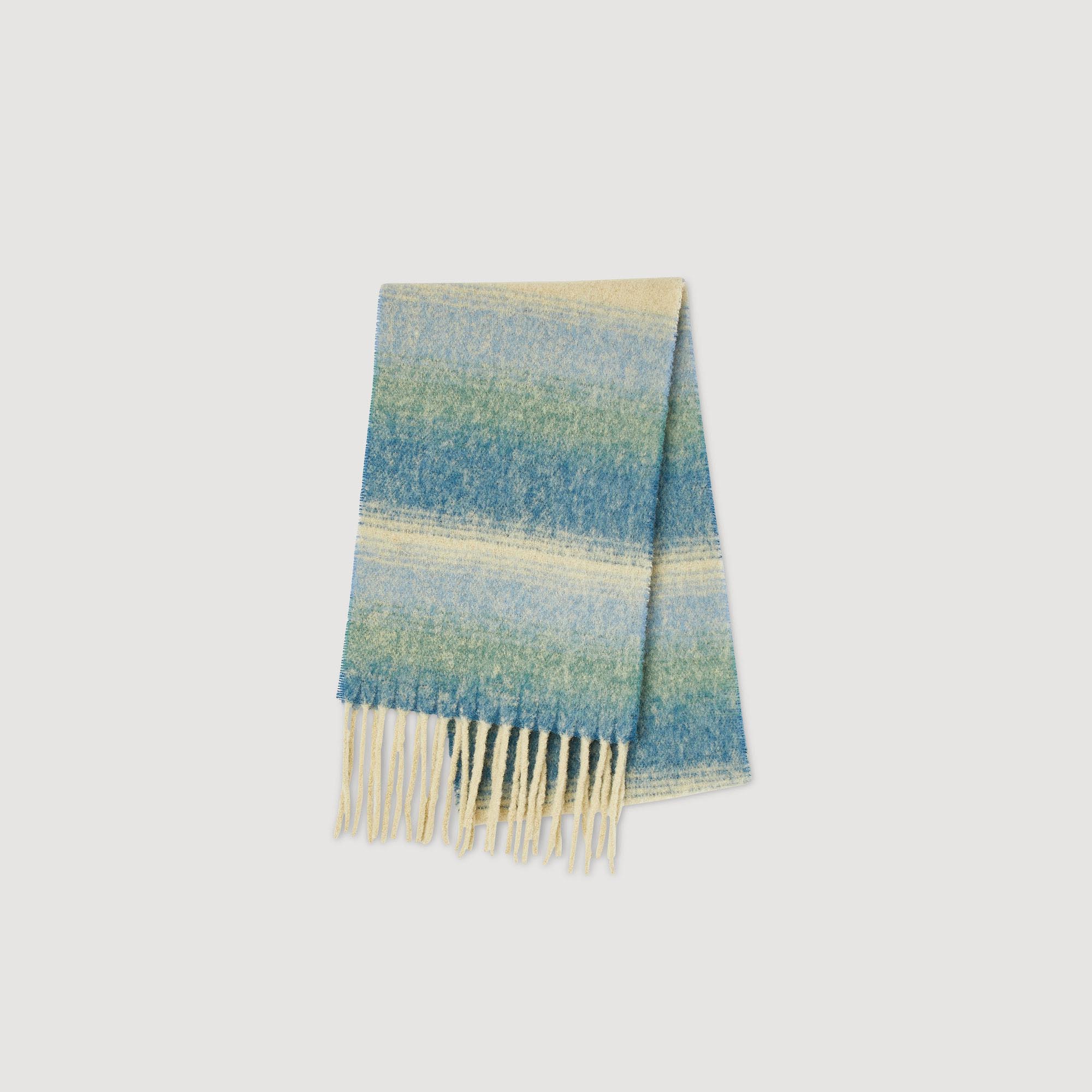 Sandro alpaca Alpaca blend scarf embellished with stripy motifs, fringed edges and a Sandro label