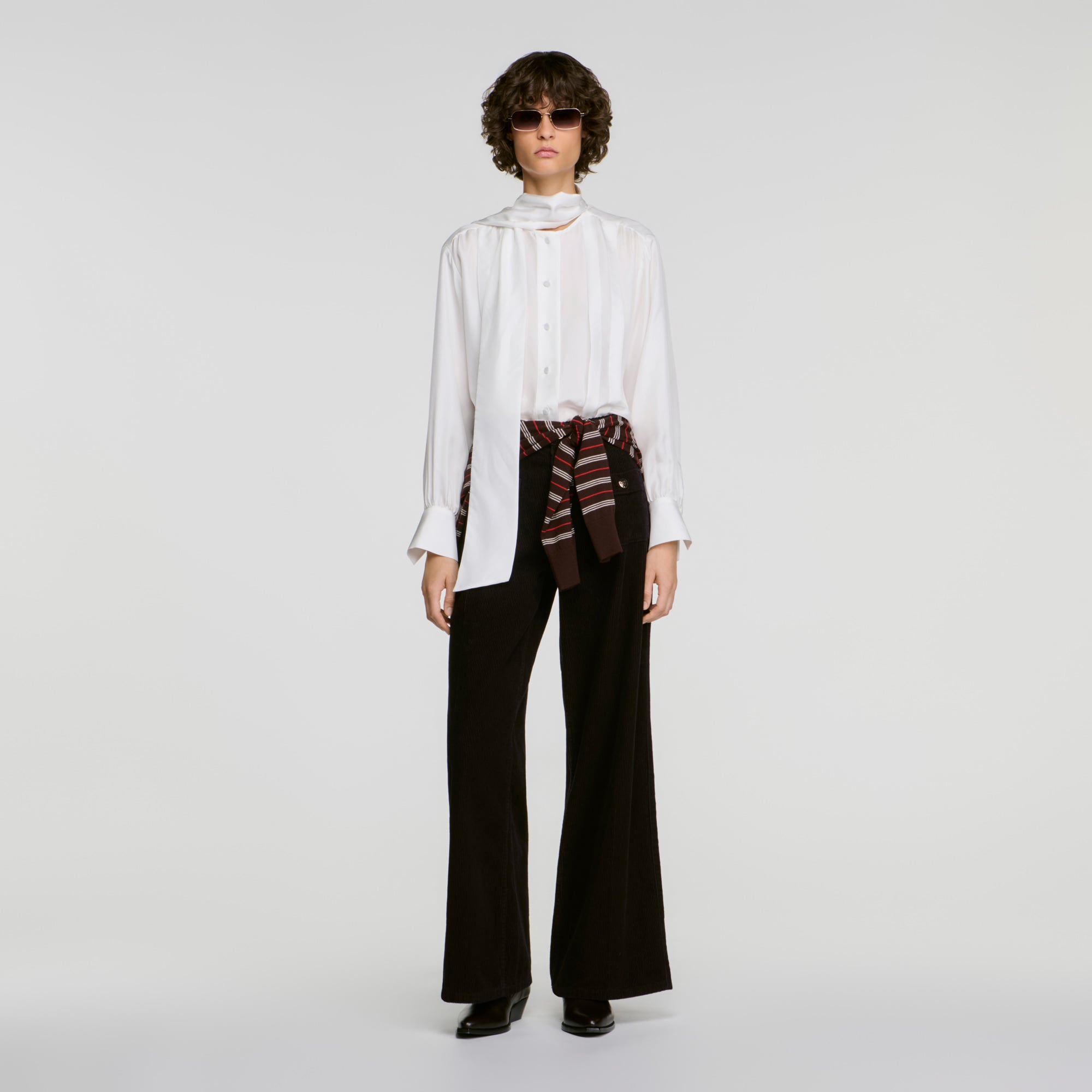 Sandro Velvet Straight-leg Trousers In Bordeaux