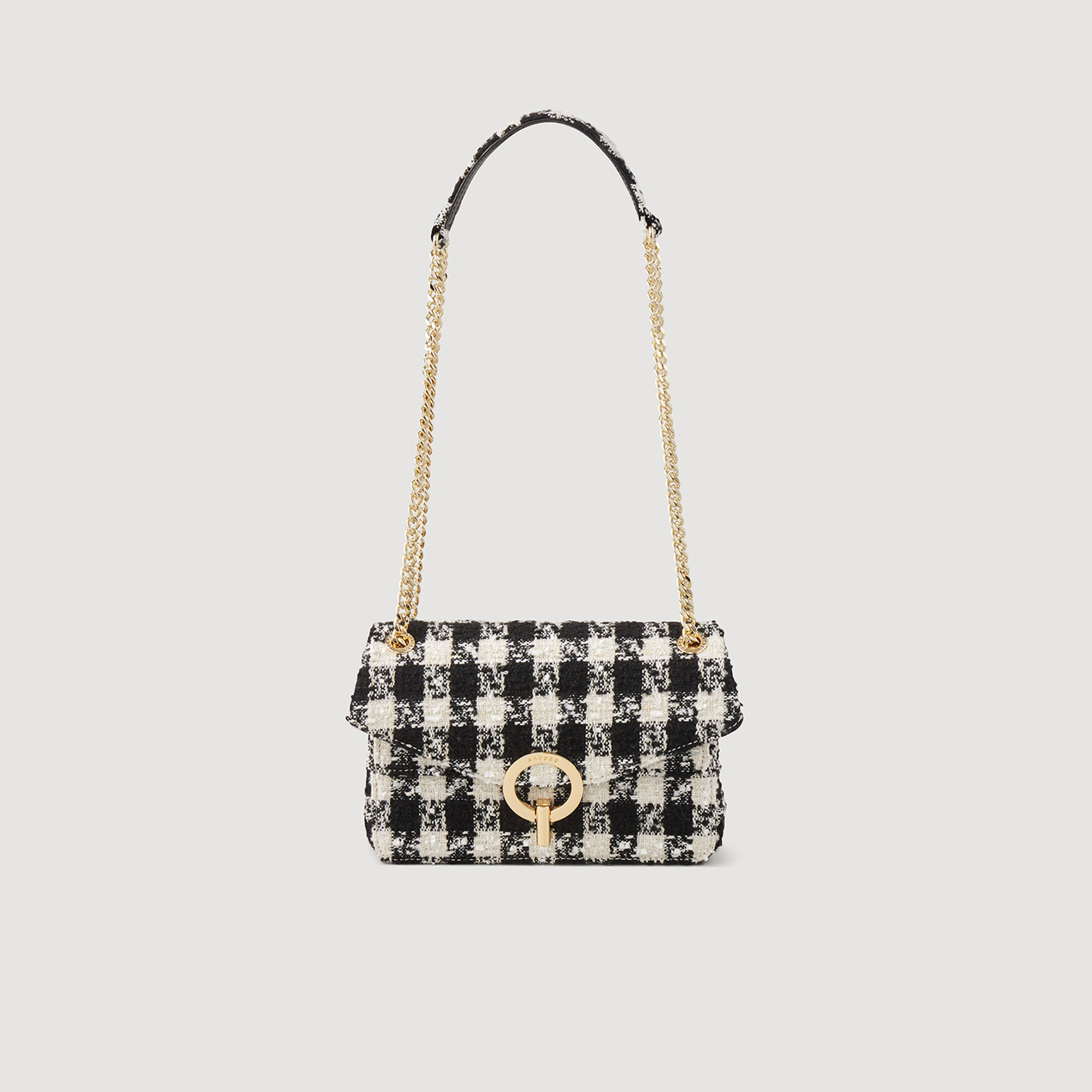 Sandro polyester Yza bag in houndstooth tweed