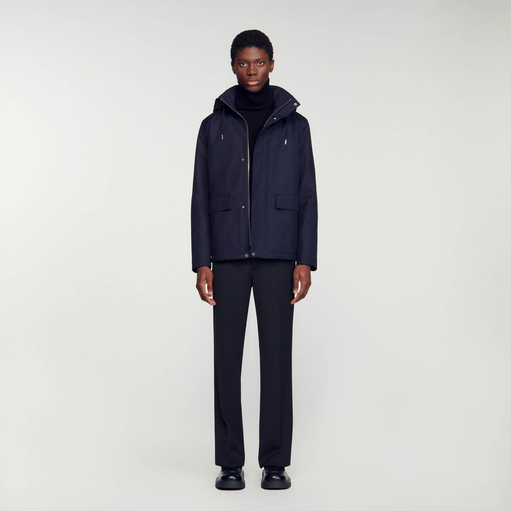 Sandro polyester Technical hooded coat