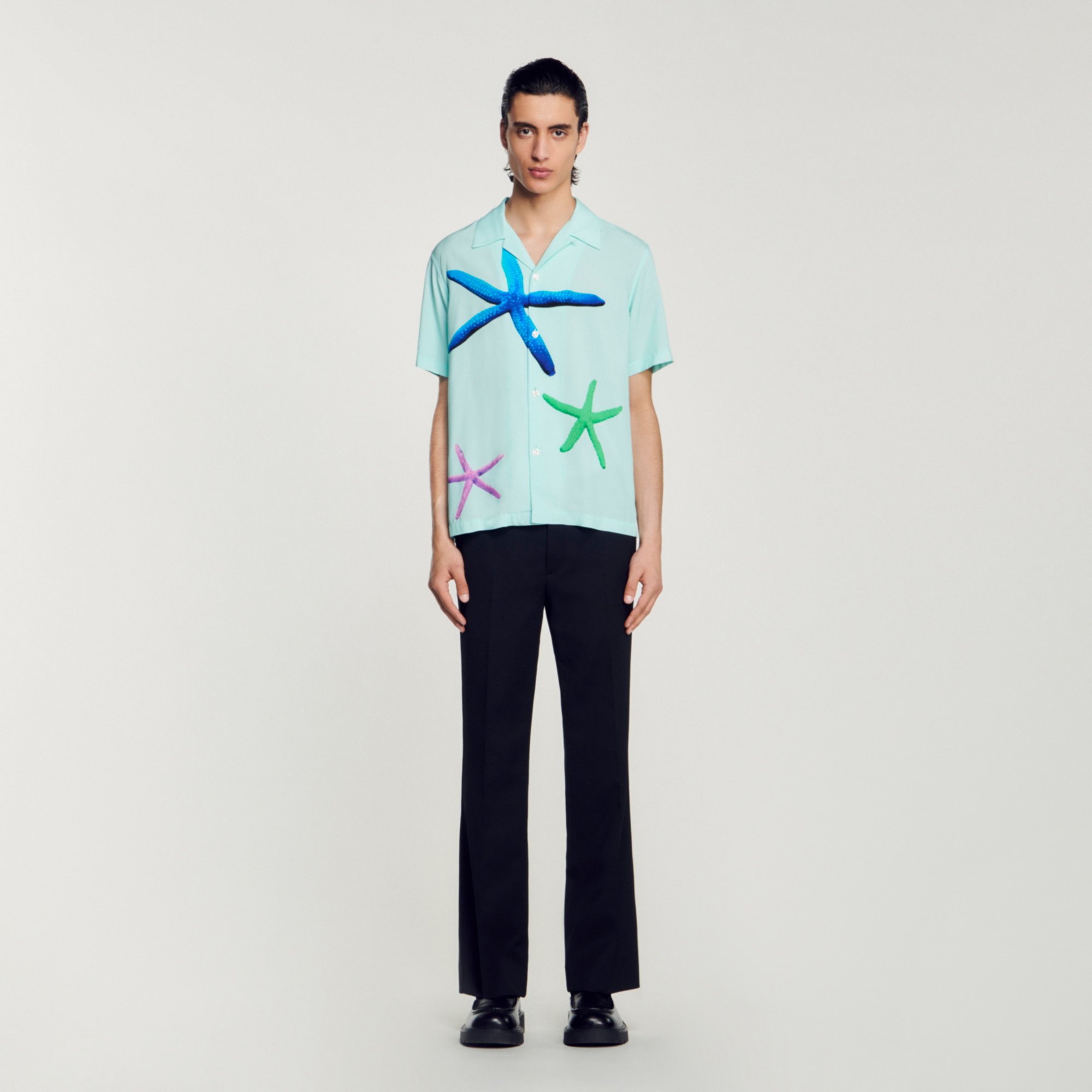 Sandro viscose Starfish printed shirt