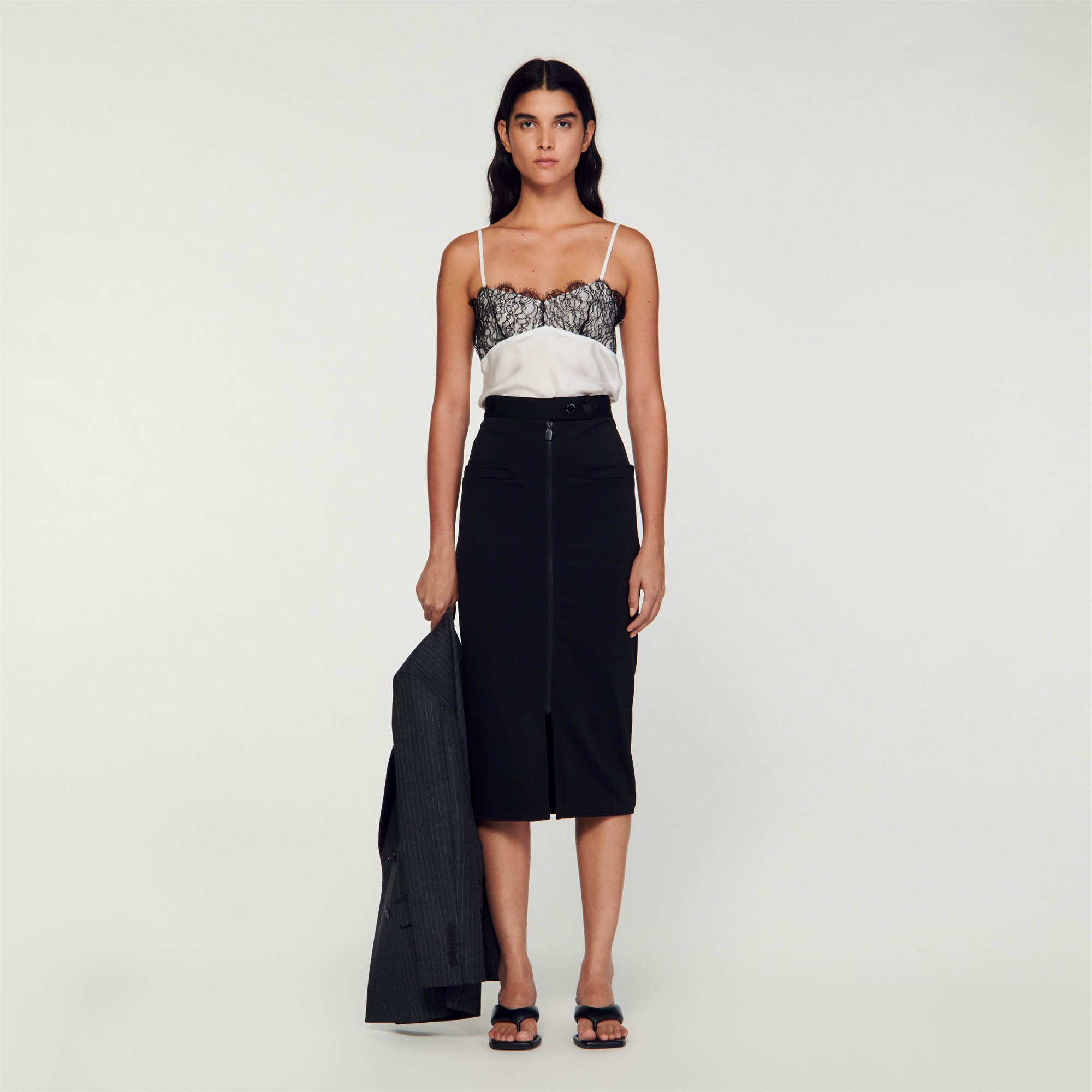 Sandro polyamide Straight-fit zip-up skirt