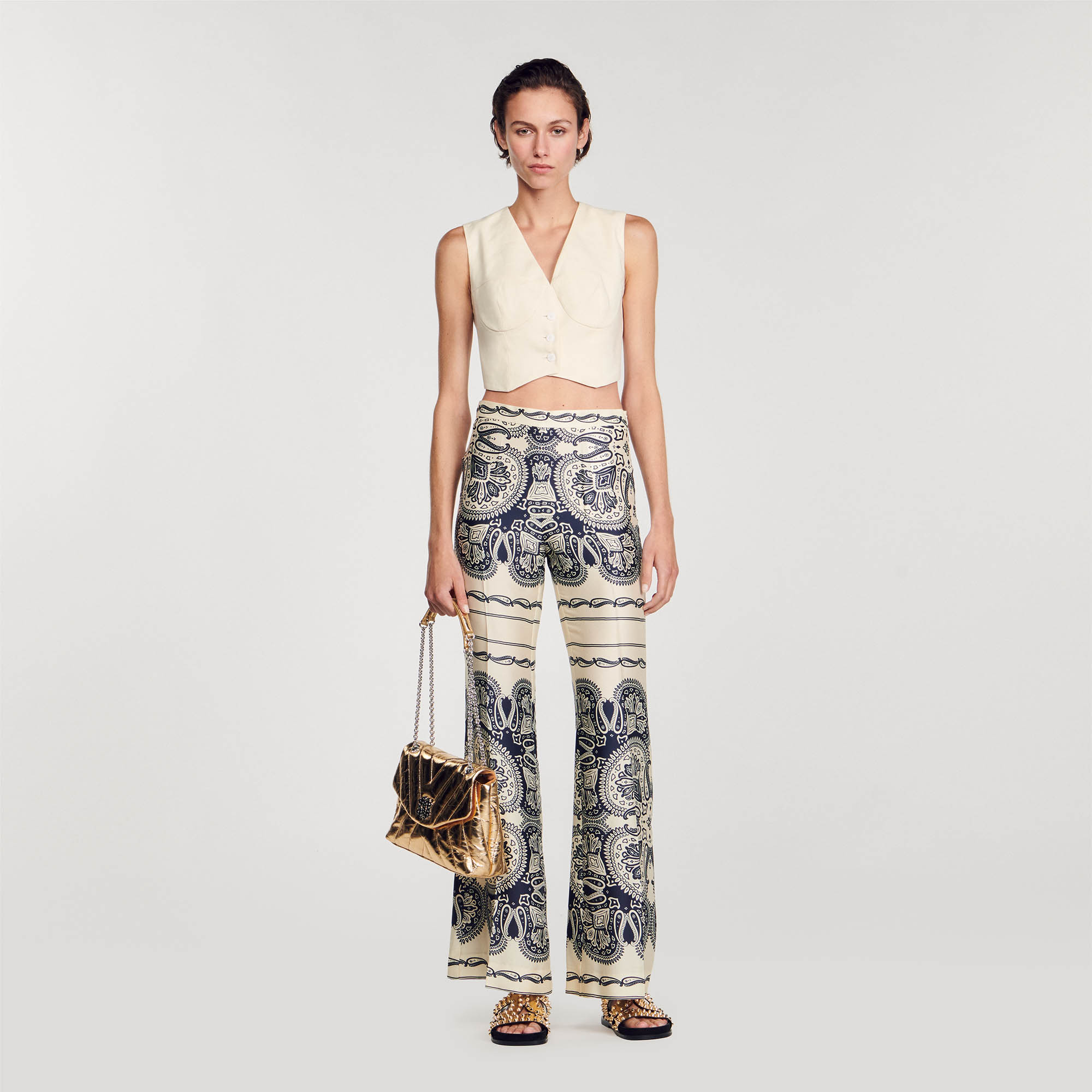 Sandro polyester Patterned floaty trousers
