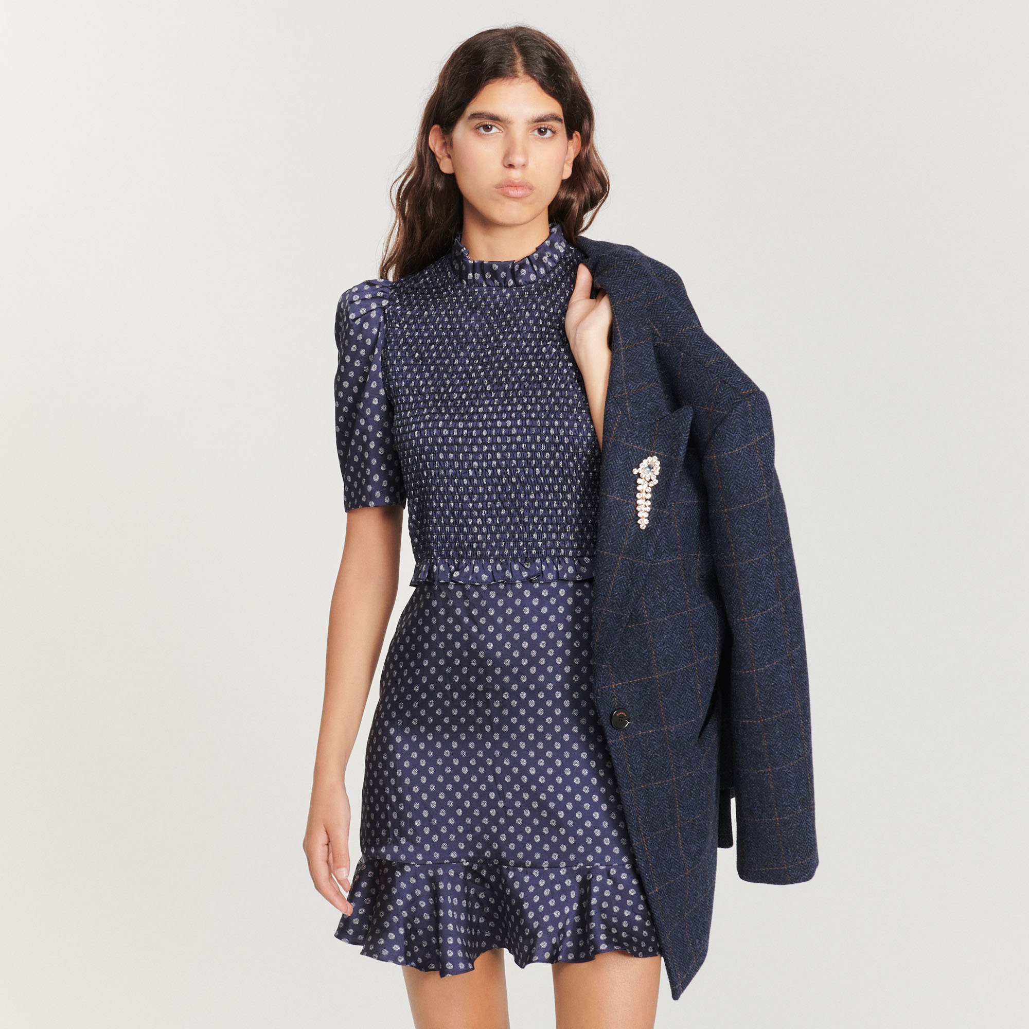 Short polka-dot dress - Dresses | Sandro Paris