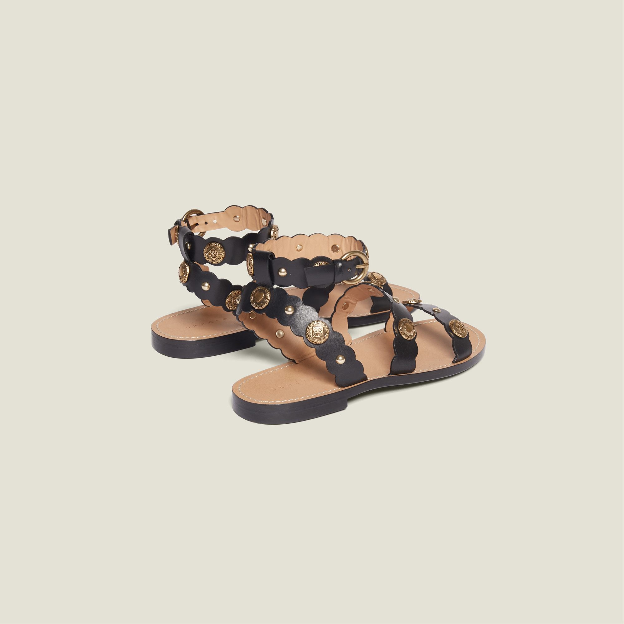sandro flat leather sandals