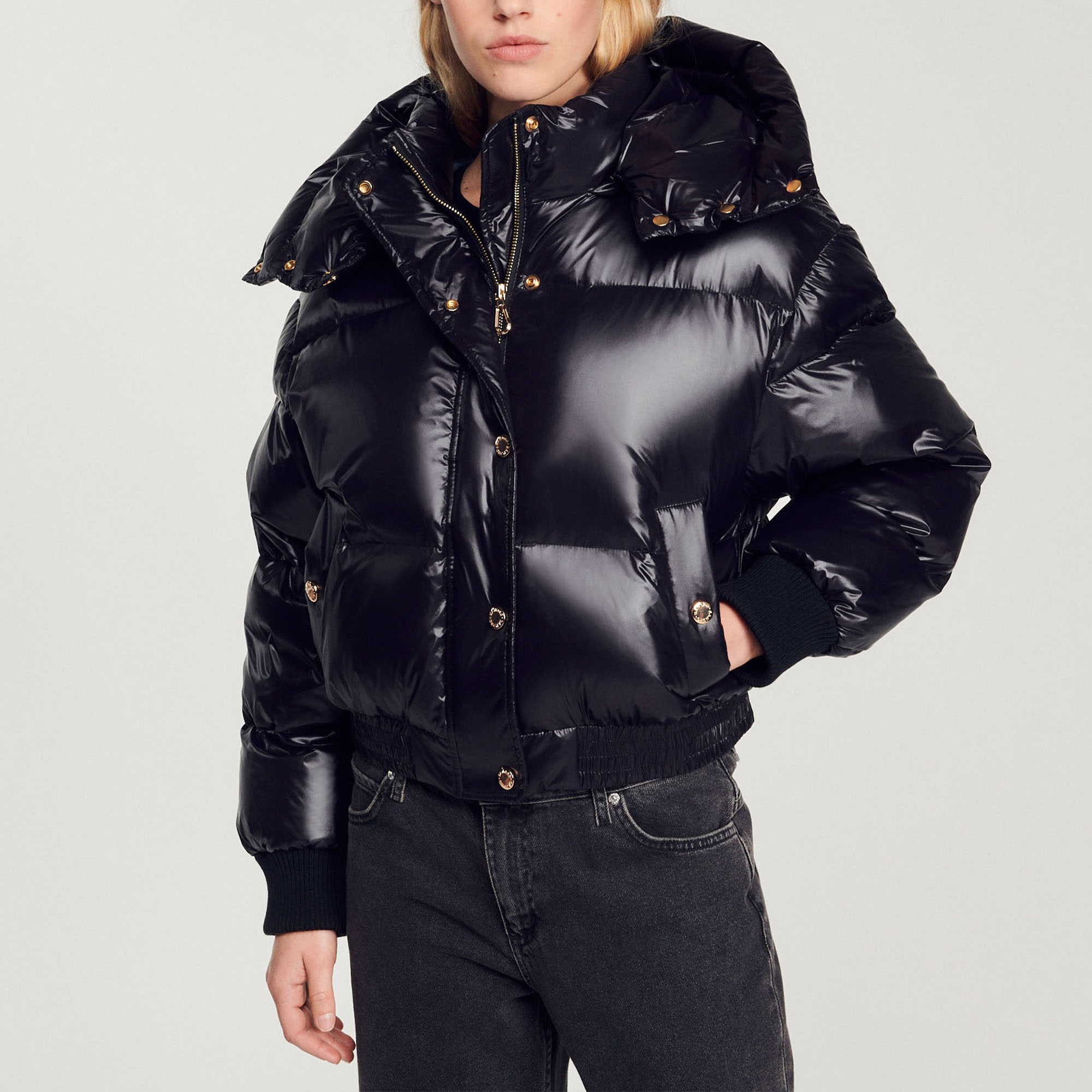 sandro black puffer jacket