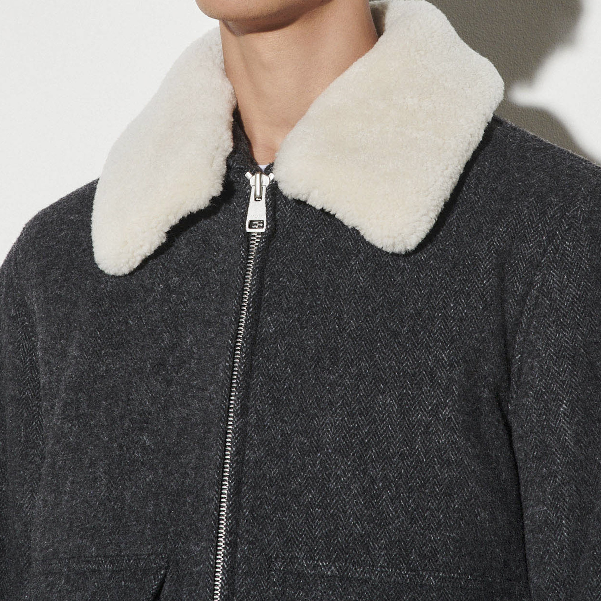 Woolcloth aviator jacket - Jackets | Sandro Paris