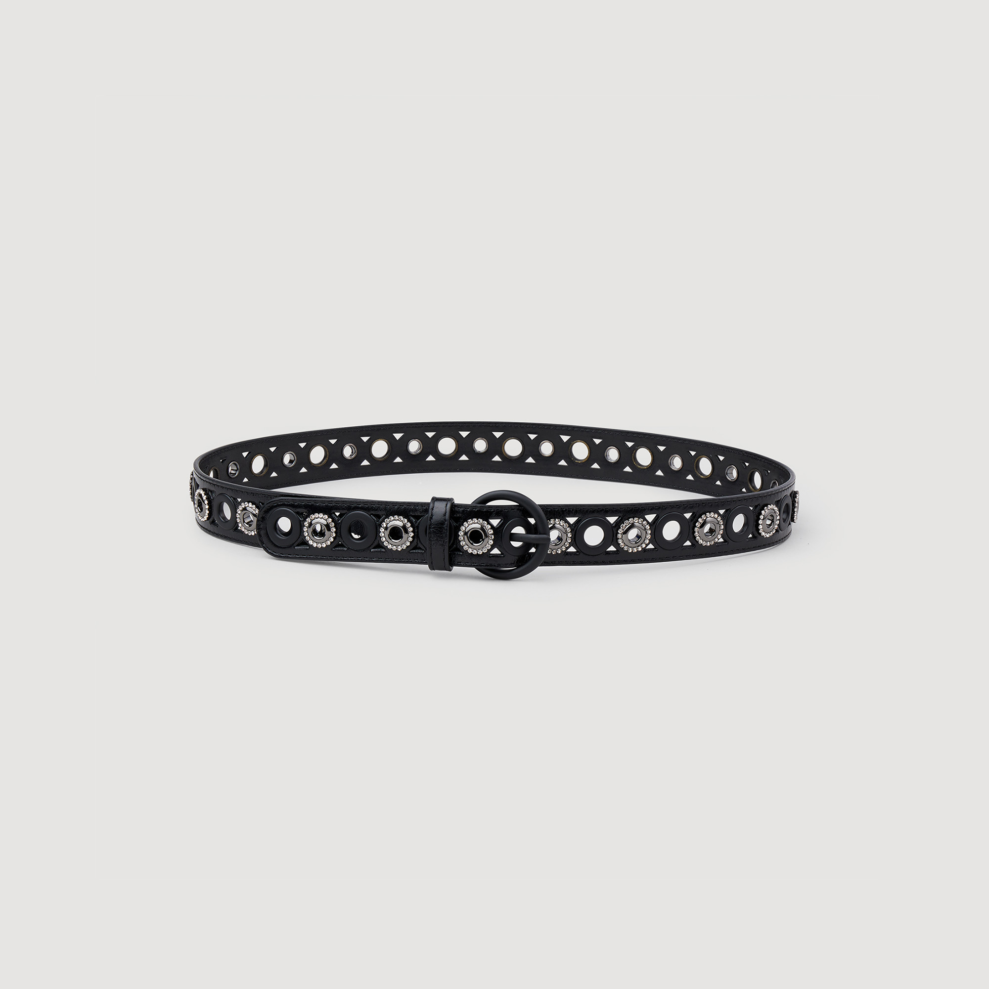 Sandro cow Leather belt with eyelets