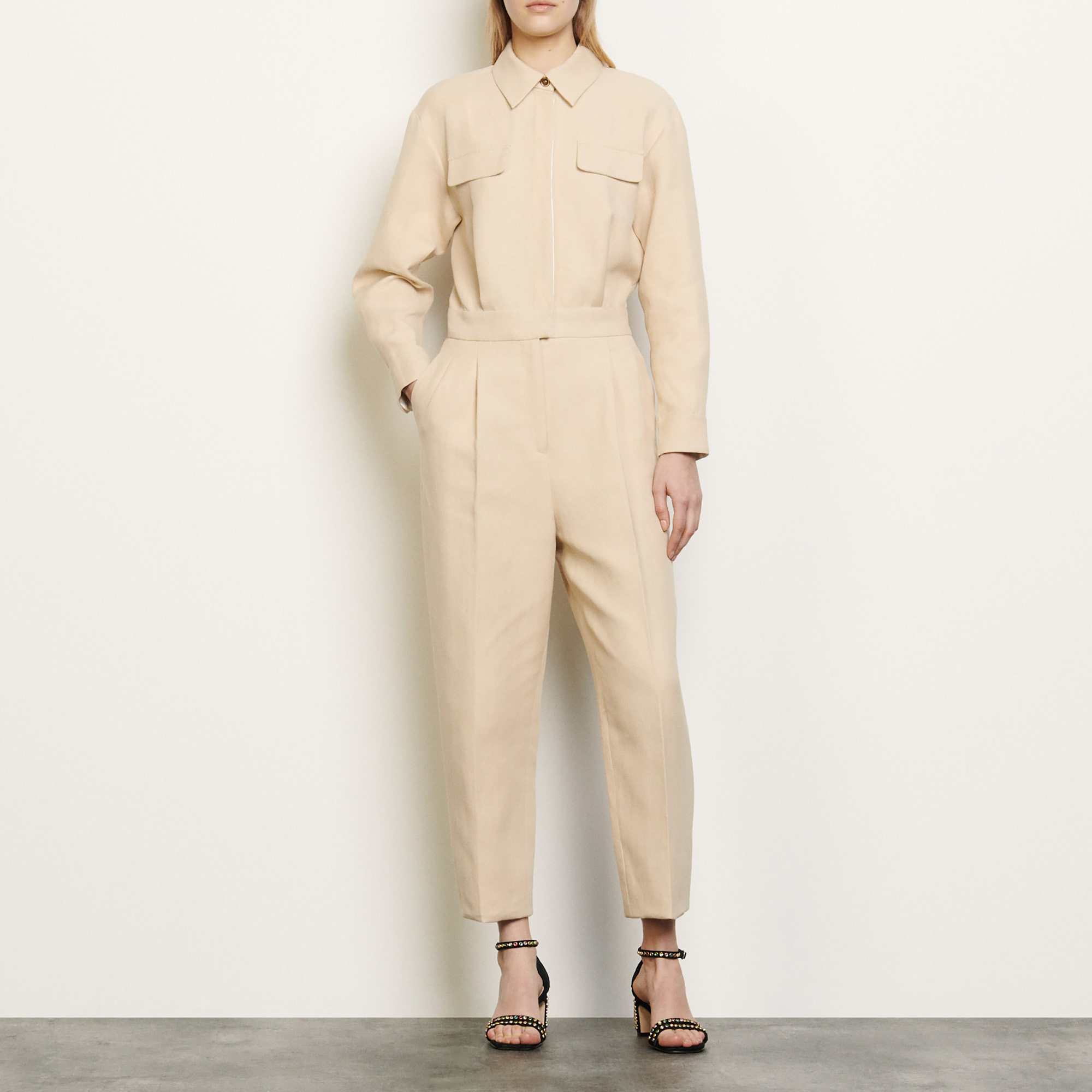 Aviator style jumpsuit - Jumpsuits | Sandro Paris