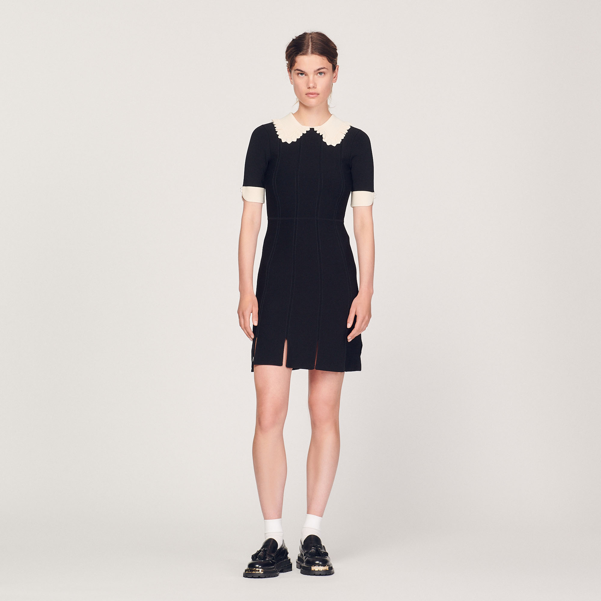 Short dress with shirt collar - Dresses | Sandro Paris