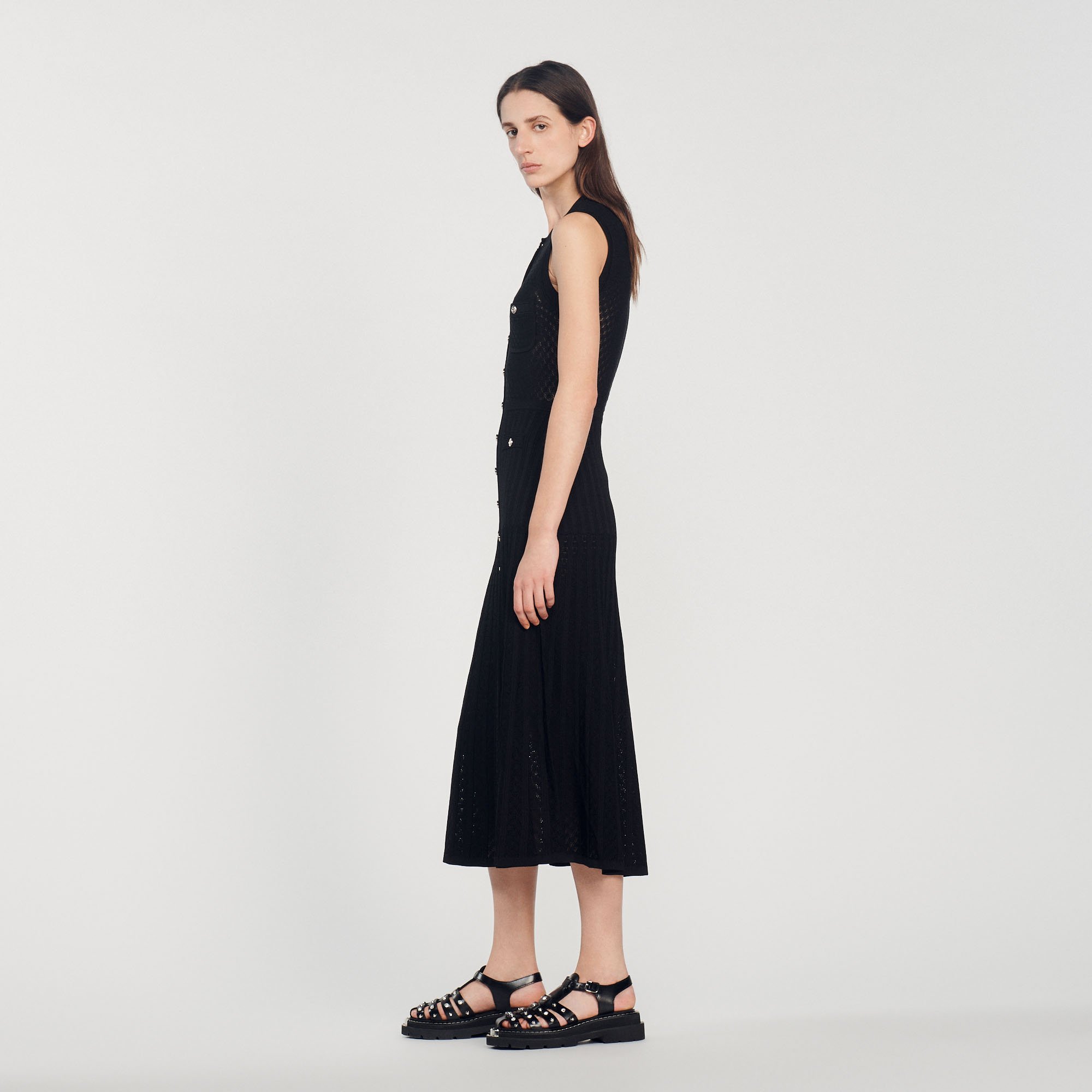 Tuileries Long knitted dress - Dresses | Sandro Paris