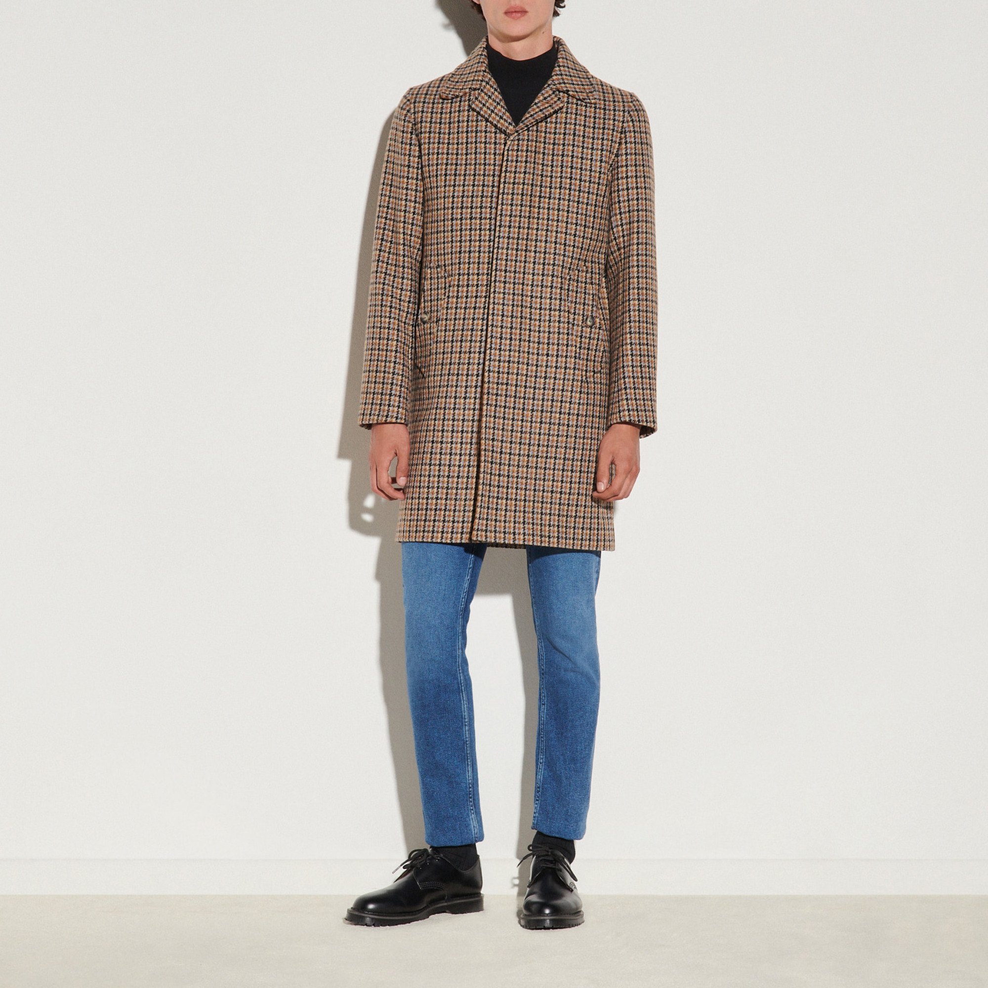 Houndstooth wool coat - Coats & Jackets | Sandro Paris