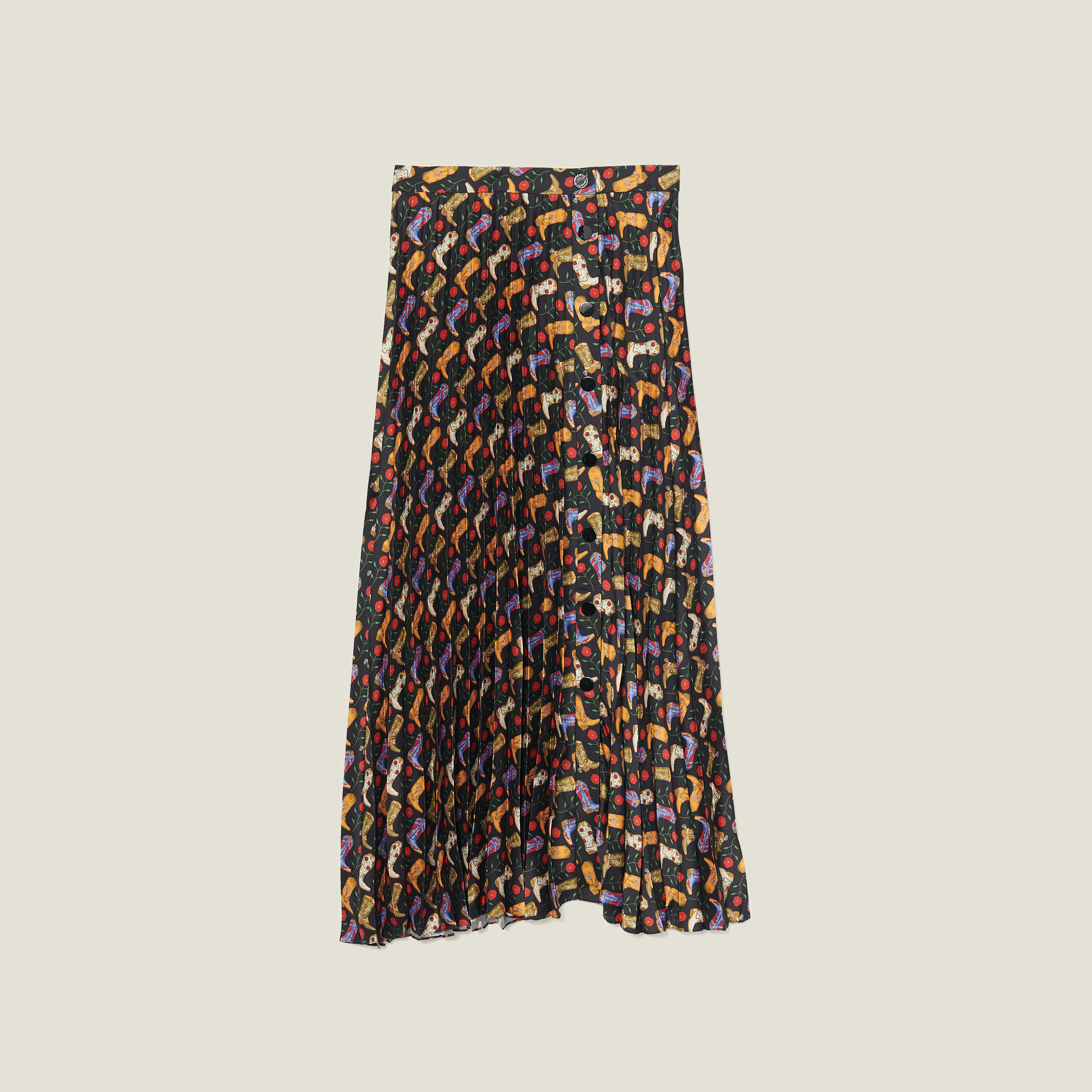 Printed pleated wraparound skirt - Skirts | Sandro Paris